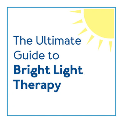 A sun graphic with text, "The Ultimate Guide to Bright Light Therapy"