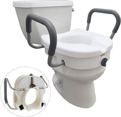 Carex E-Z Lock&trade; Locking Raised Toilet Seat with Armrests - Carex Health Brands