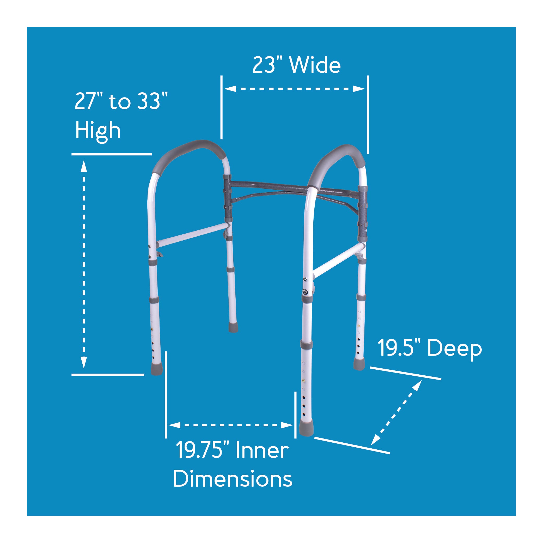 A safety rail with its dimensions outlined: 27