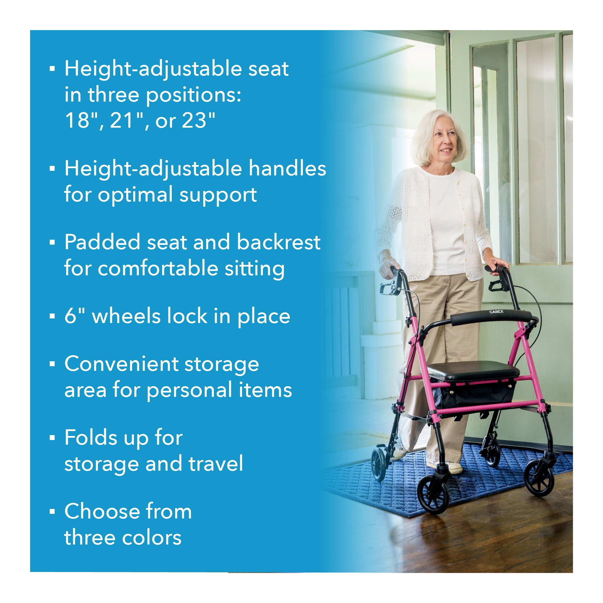 Carex Step 'N Rest® Rolling Walker - Carex Health Brands