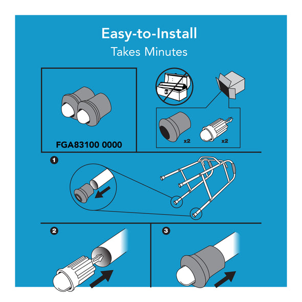 A diagram showing installation. Text, "easy to install. Takes minutes"