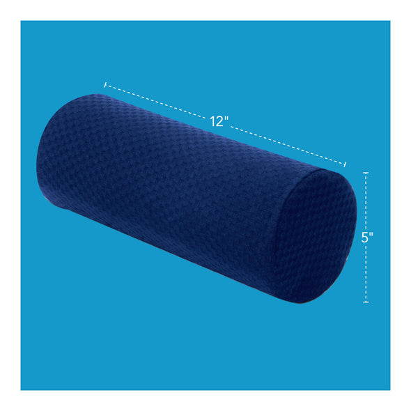 A roll pillow with its 12" width and 5" height outlined