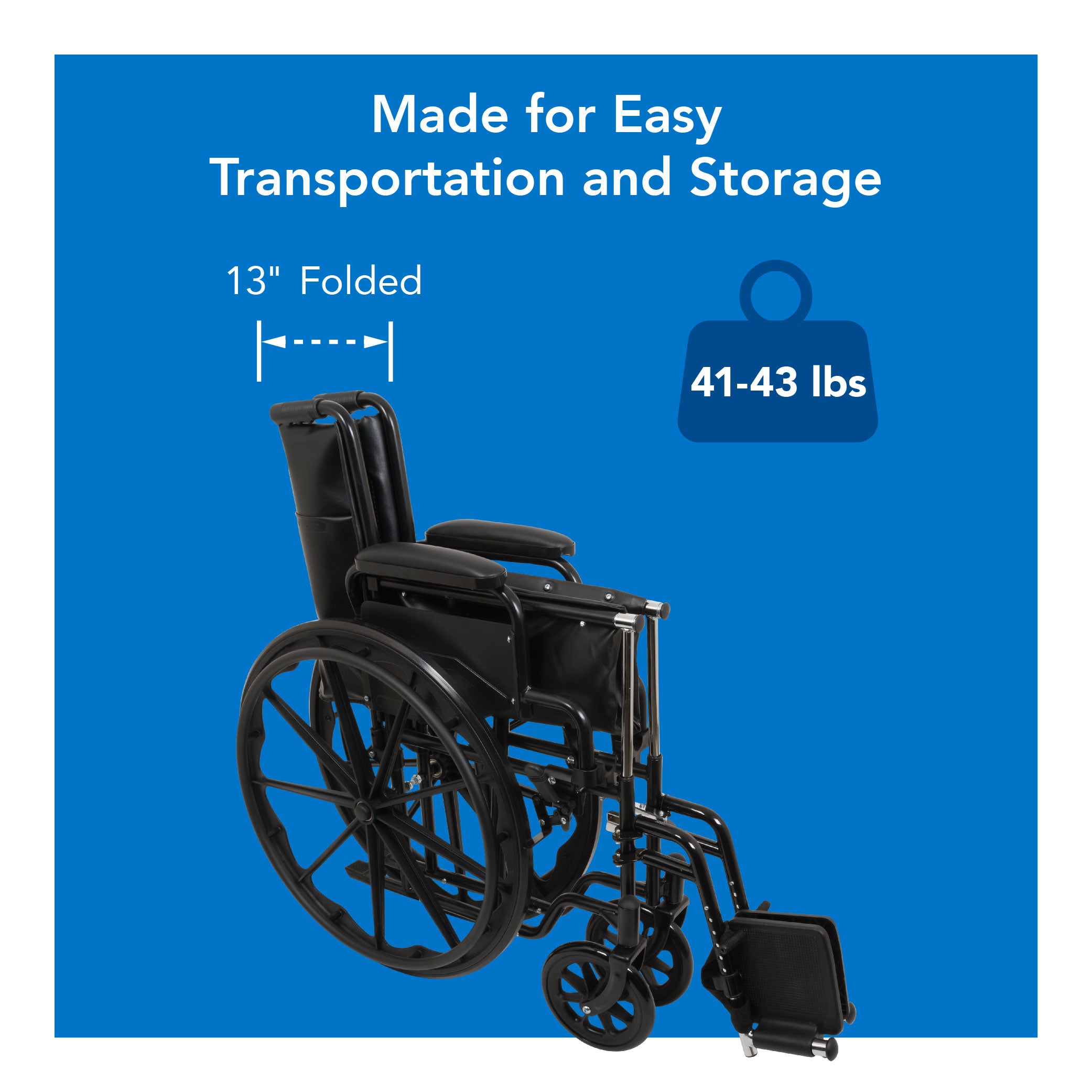ProBasics K1 Standard Wheelchair with Flip-Back Arms - Carex Health Brands