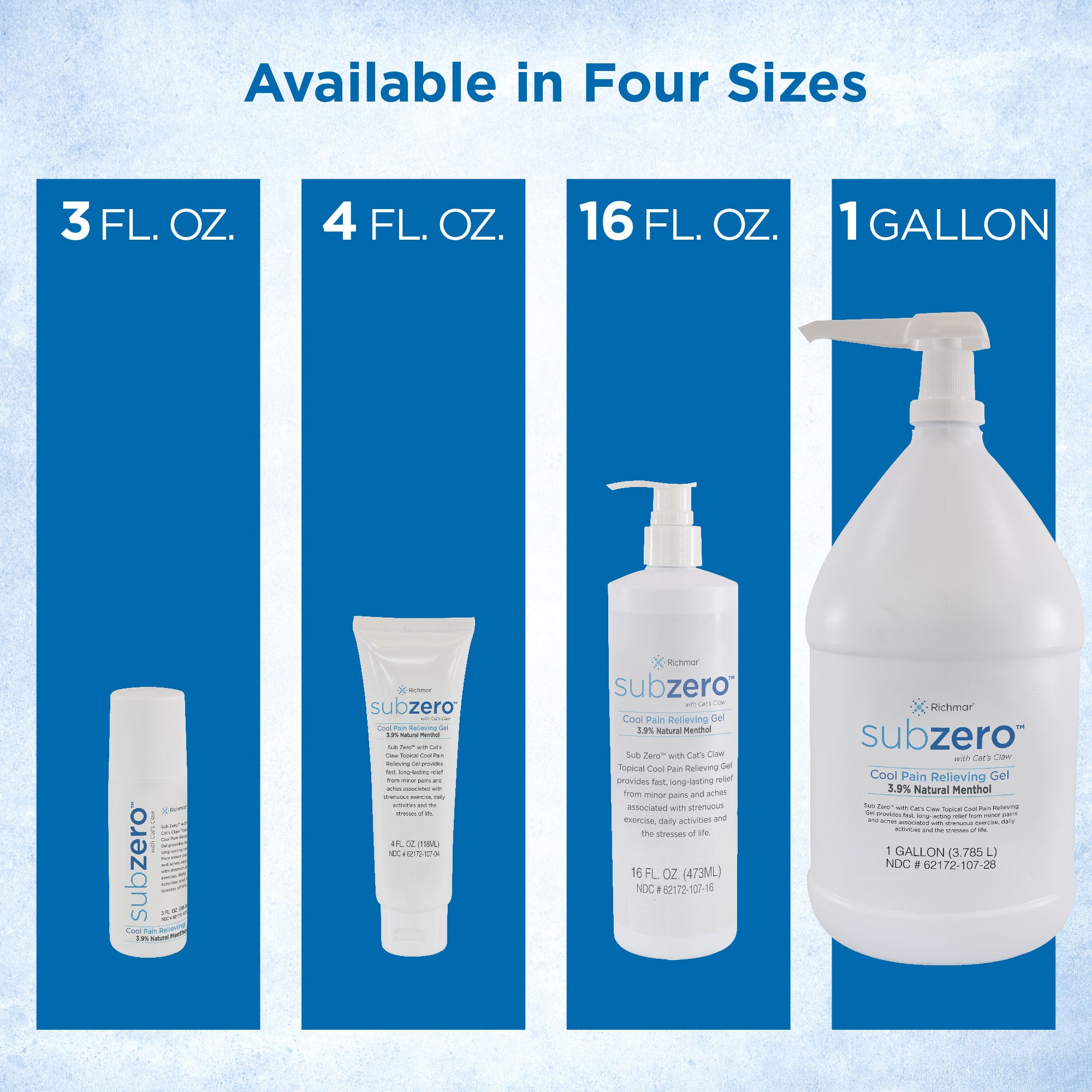 All four Sub Zero bottles. Text,