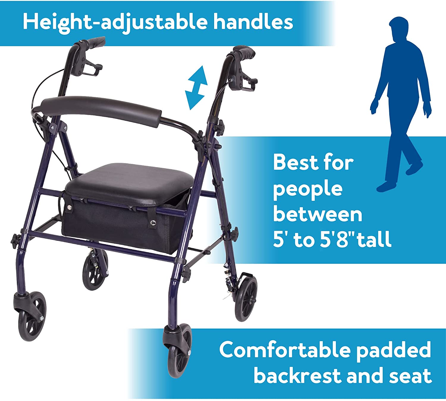 Carex Steel Rolling Walker - Carex Health Brands