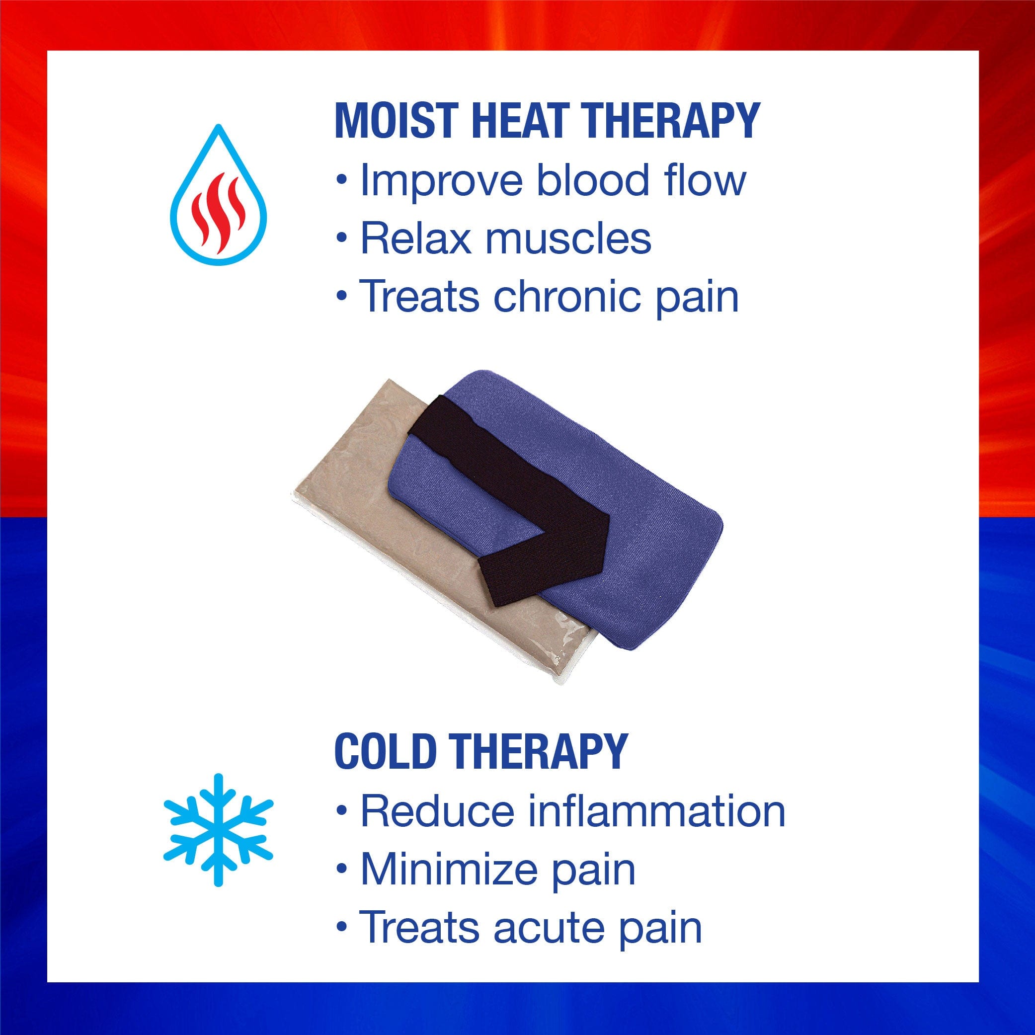 ThermiPaq Hot/Cold Pain Relief Wrap - Moist heat therapy: improve blood flow, relax muscles, treats chronic pain - Cold therapy: reduce inflammation, minimize pain, treats acute pain