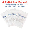 TENS 7000 Official TENS Unit Pads - 2" x 4" - 16 Count - Carex Health Brands