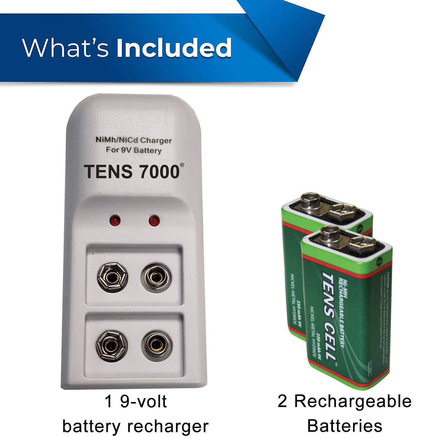 TENS 7000 Official Rechargeable 9v Batteries Kit - Carex Health Brands