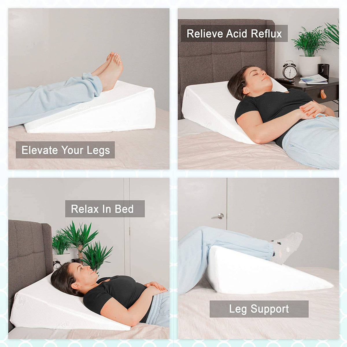 10 Bed Wedge Pillow with 24 Wide Incline Support Cushion for Lower B