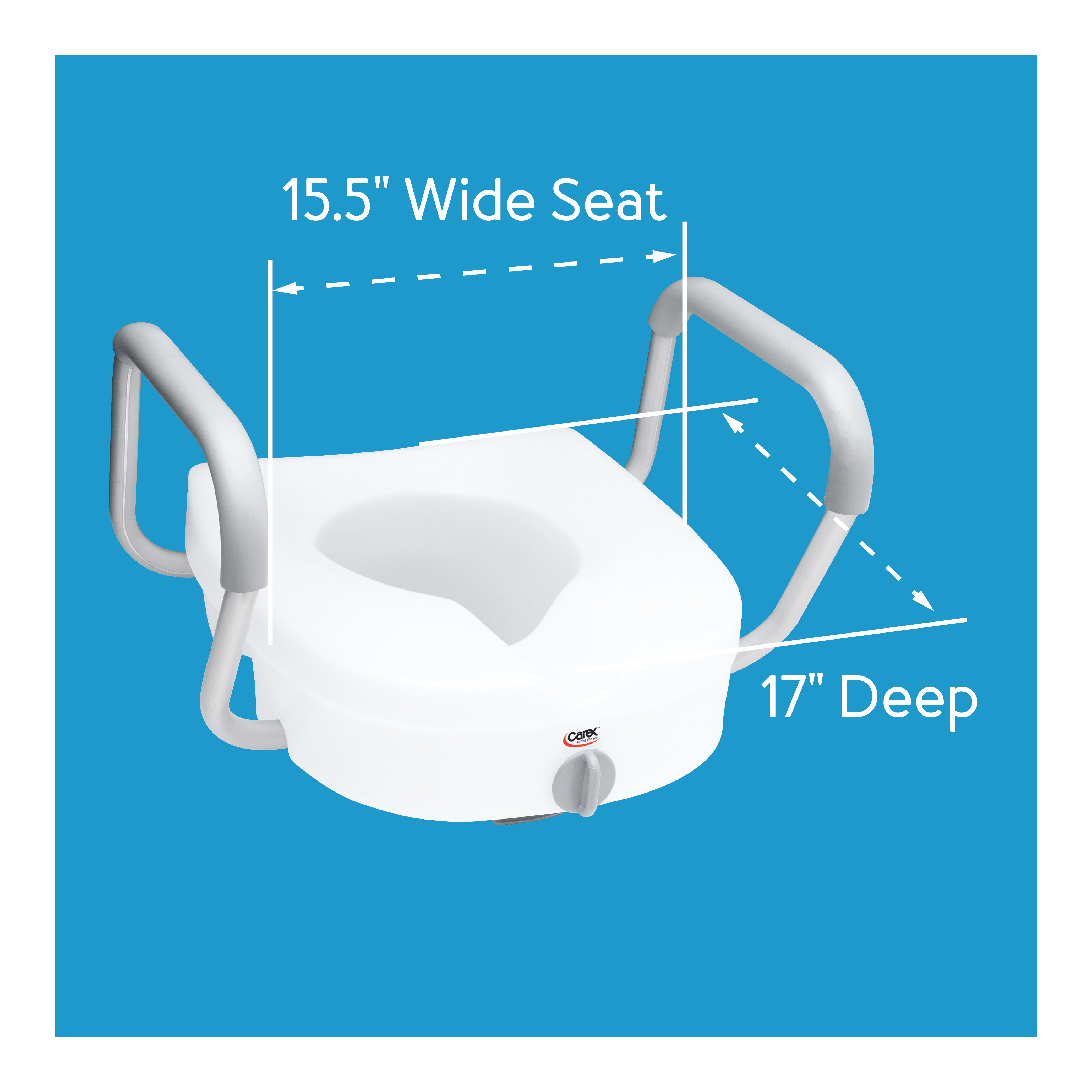 Carex E-Z Lock Raised Toilet Seat with Adjustable Armrests - Carex Health Brands