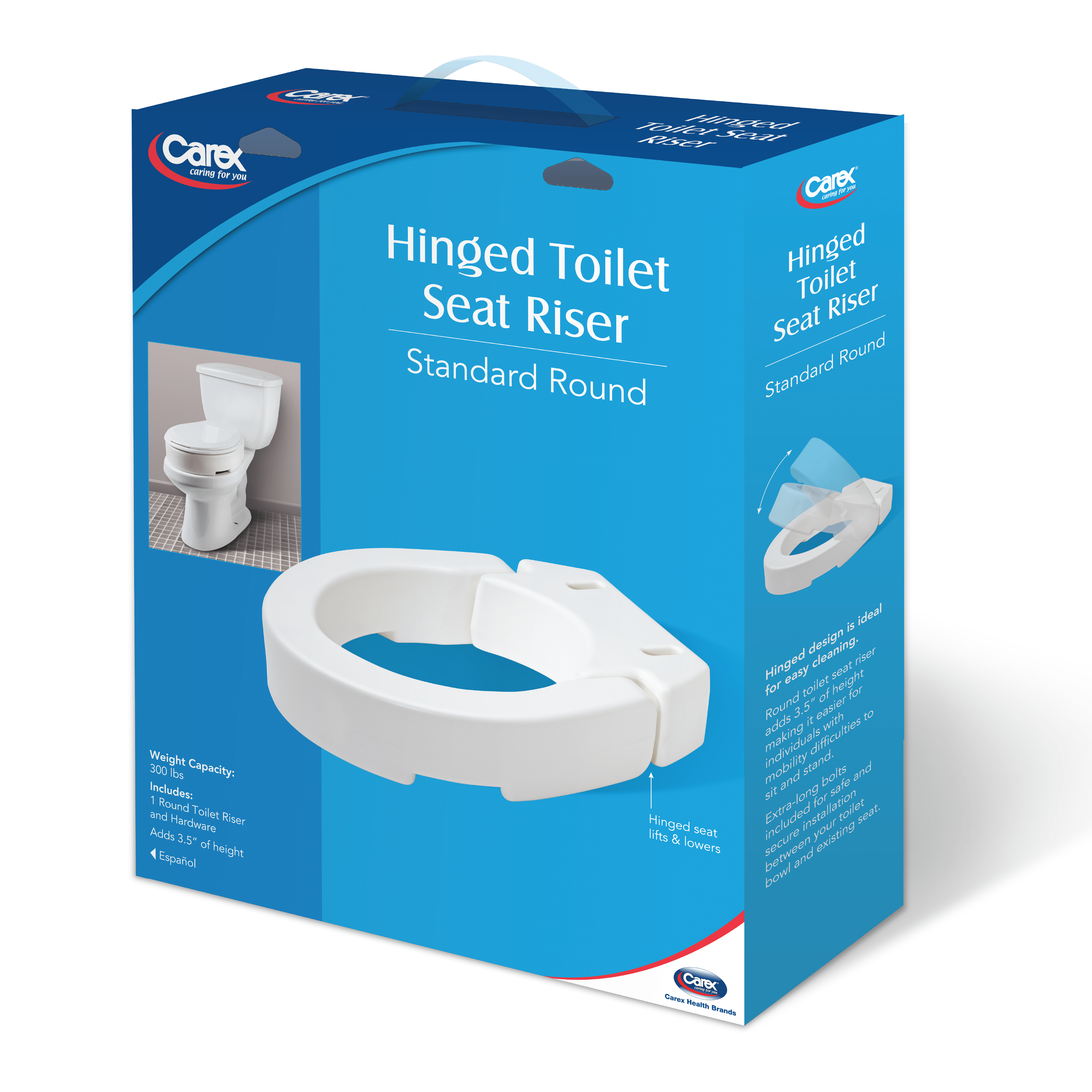 Carex Hinged Toilet Seat Riser (Standard and Elongated) - Carex Health Brands