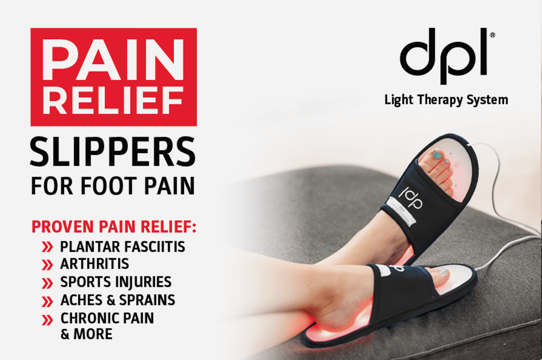 DPL Red Light Therapy Slippers for Foot Pain Relief - Carex Health Brands