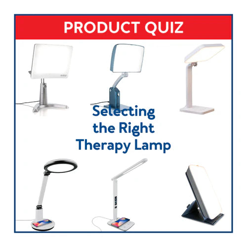Various light therapy lamps with text, 