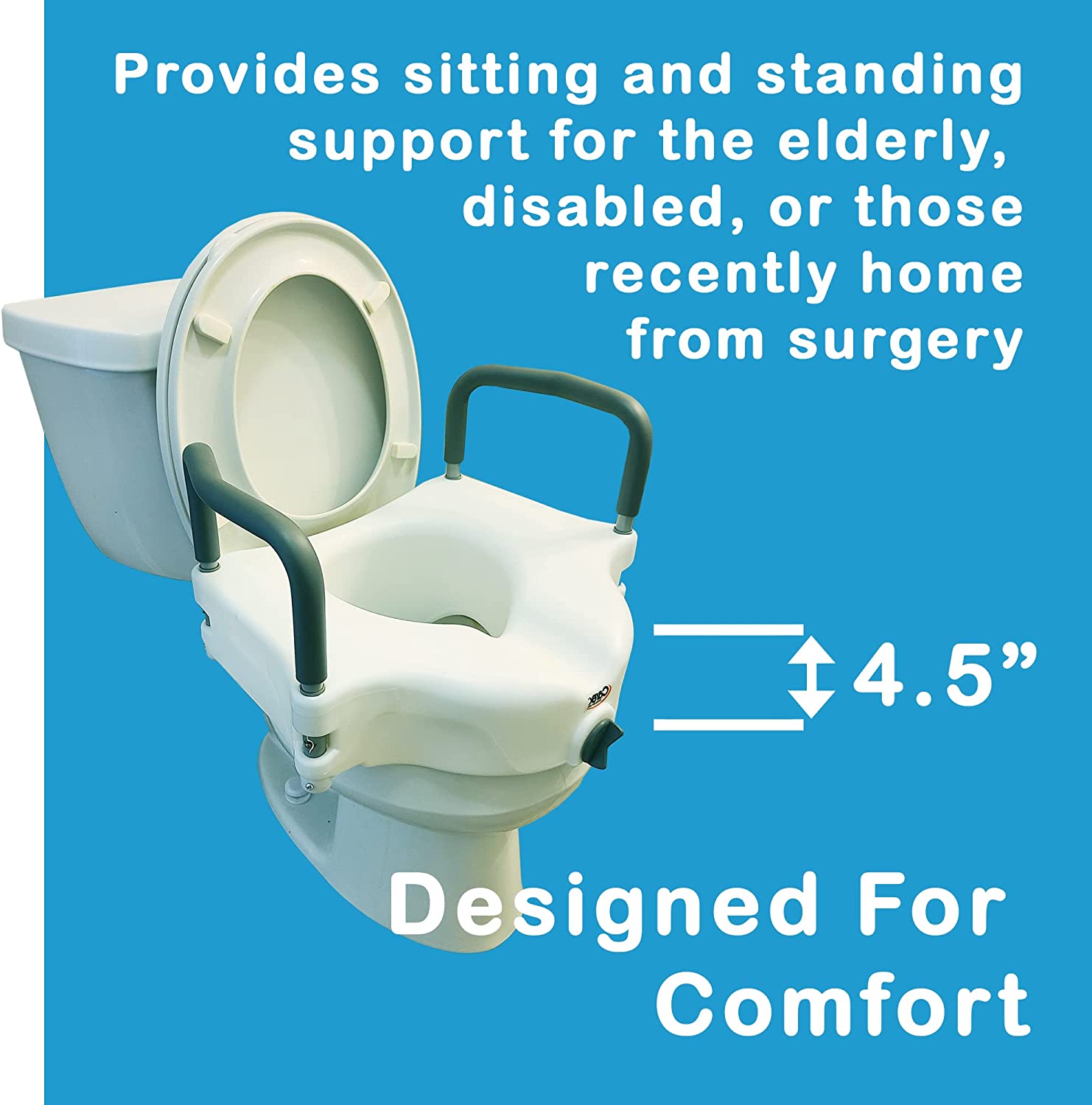 Carex Classics Raised Toilet Seat With Armrests