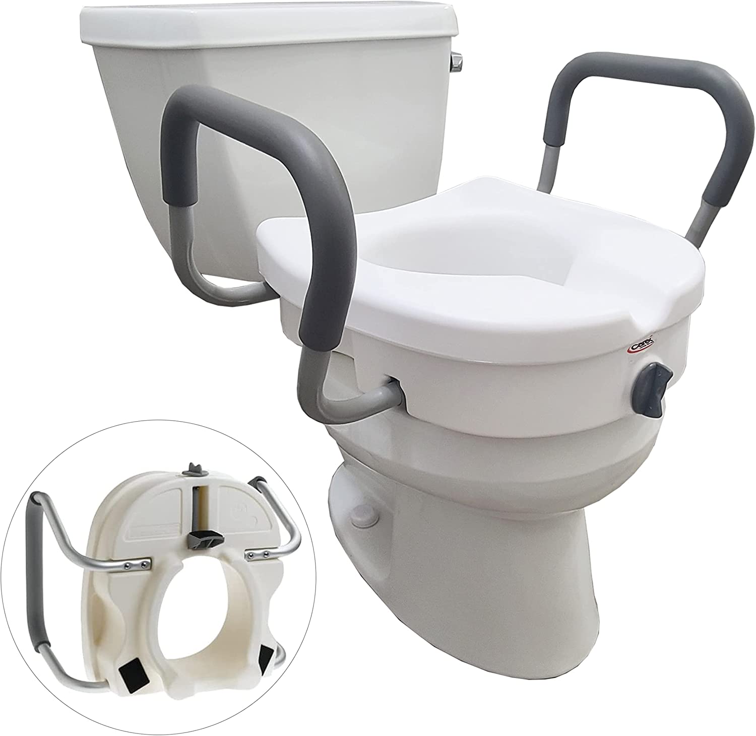 Carex E-Z lock locking raised toilet seat with armrests Carex E-Z lock locking raised toilet seat with armrests