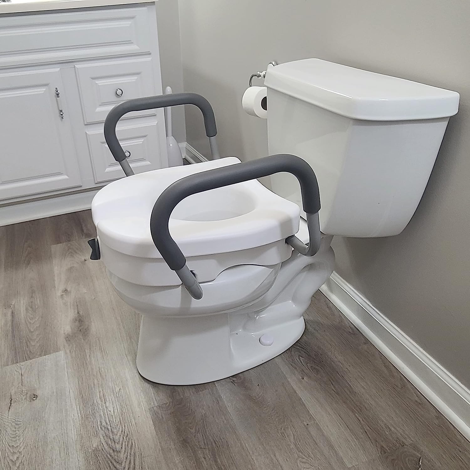 Carex E-Z Lock™ Locking Raised Toilet Seat with Armrests - Carex Health Brands