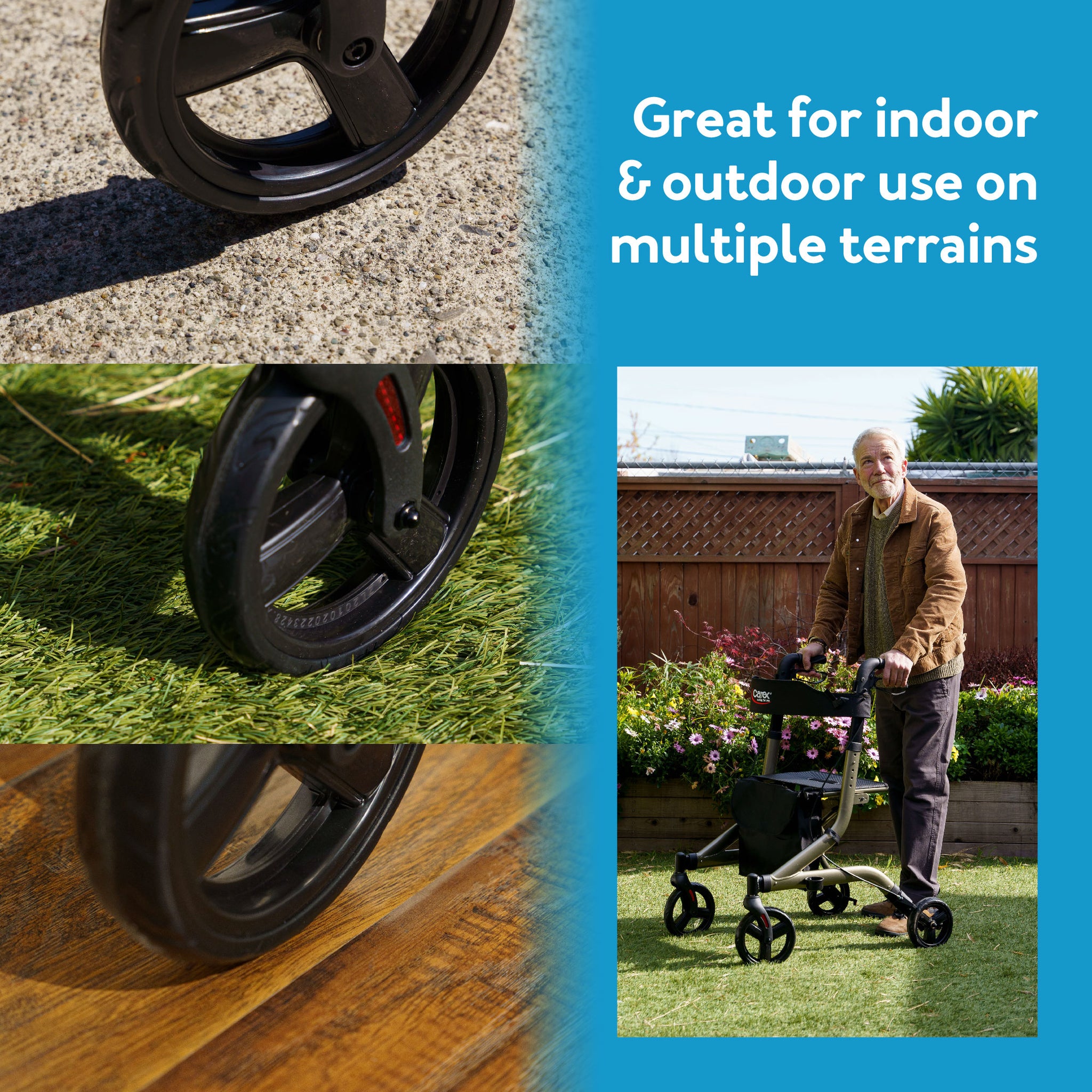 Carex Crosstour Rolling Walker - Great for indoor & outdoor use on multiple terrains.
