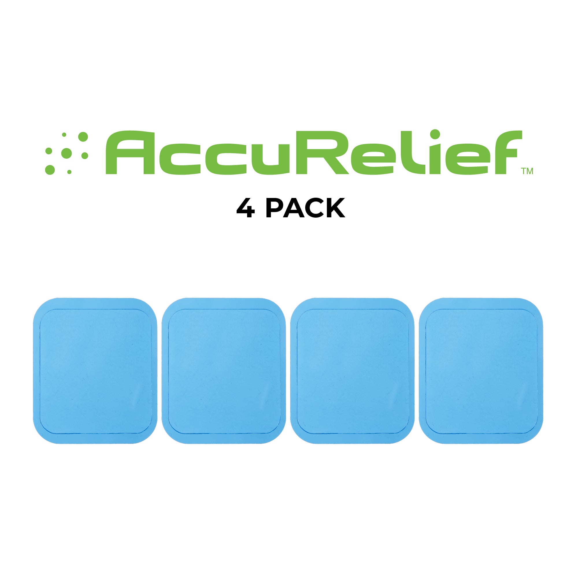 AccuRelief 4-pack with four blue patches on a white background
