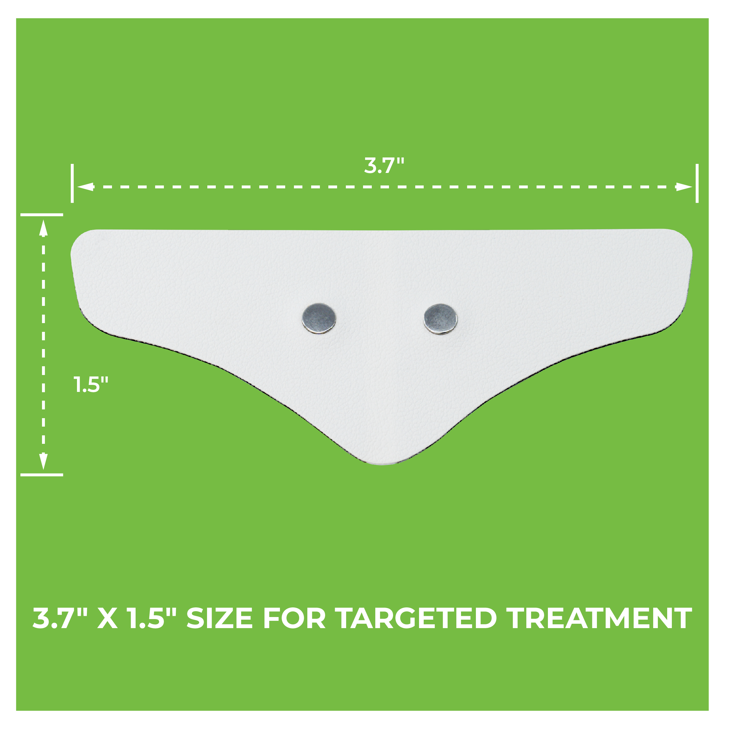 Measurement chart showing a white patch with dimensions on a green background