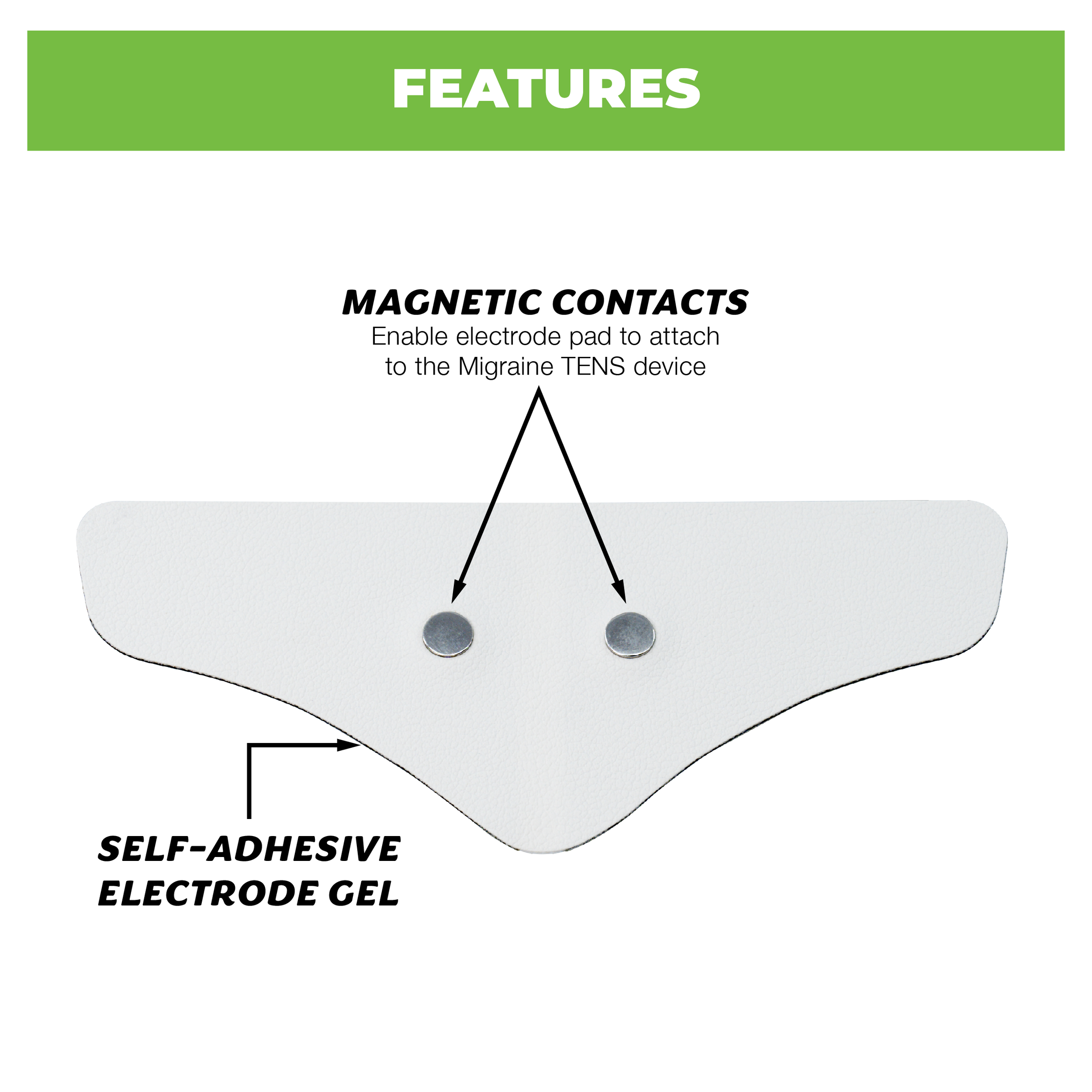 Electrode pad with magnetic contacts and self-adhesive gel on a white background