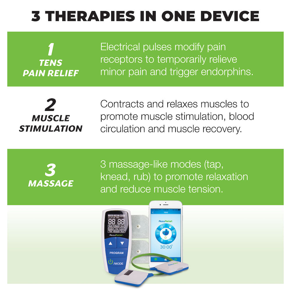 AccuRelief Wireless TENS Unit with Remote Control, TENS Pain Relief Device  and Muscle Stimulator, for Back Pain, Neck Pain, Arm and Leg Pain