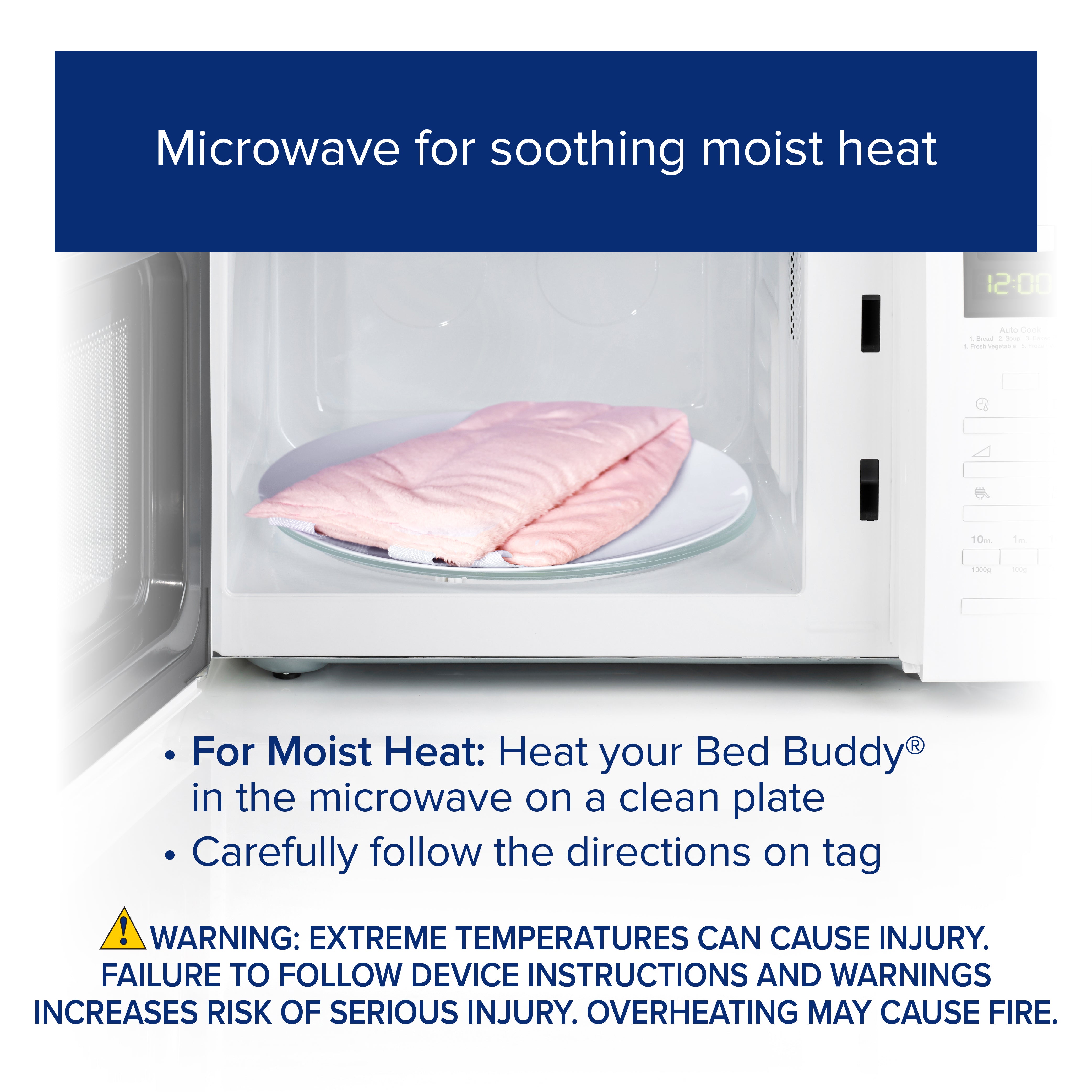 A pink hot and cold compress in a microwave