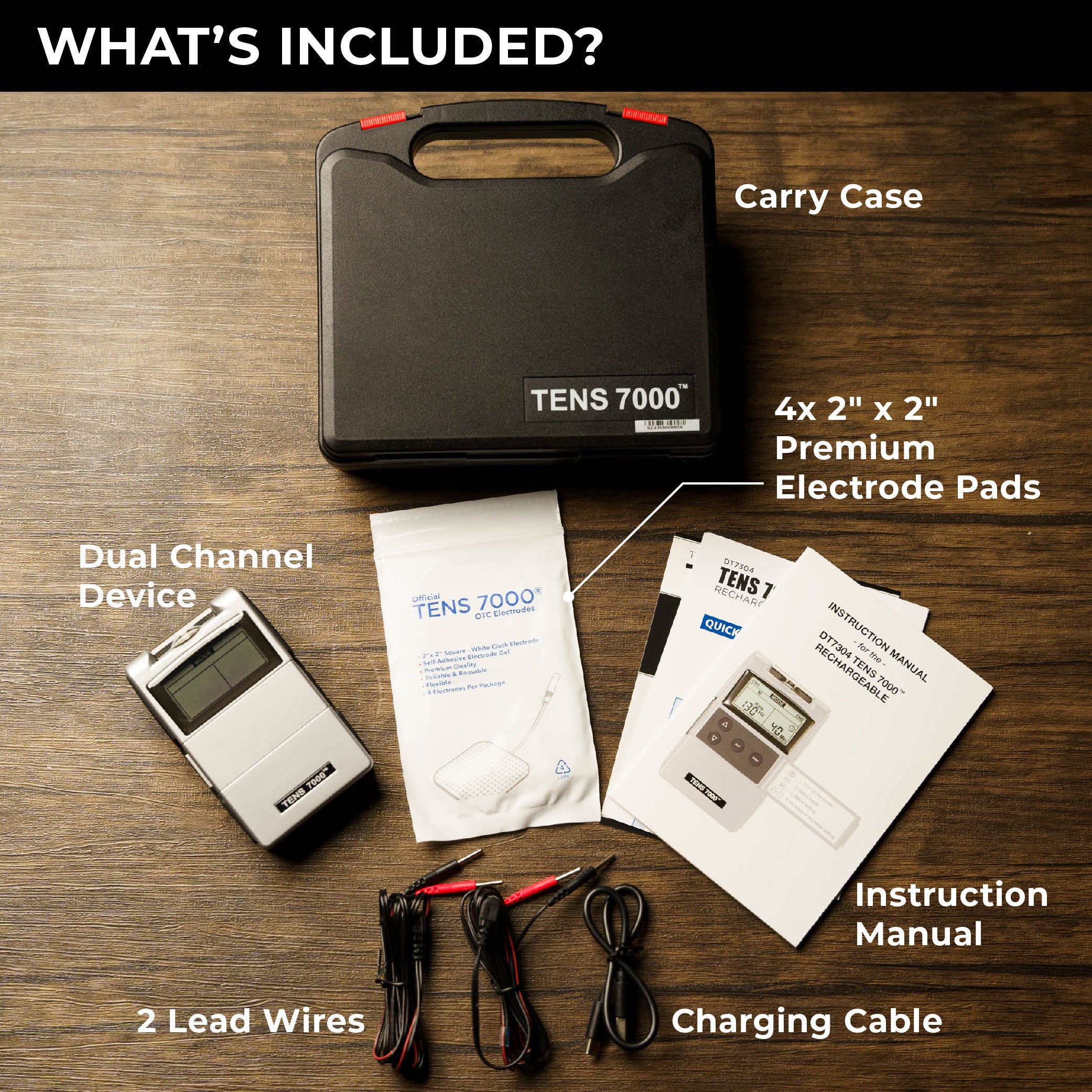 Tens Machine Table TENS 7000 Rechargeable TENS Unit - Ease Aches and Pain– Carex