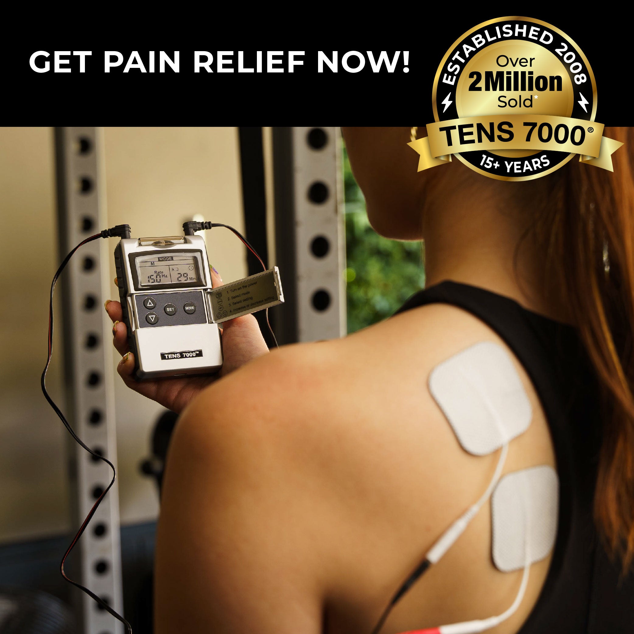 Hand Tens Unit TENS 7000 Rechargeable TENS and EMS Combo Unit, Dual Channel– Carex