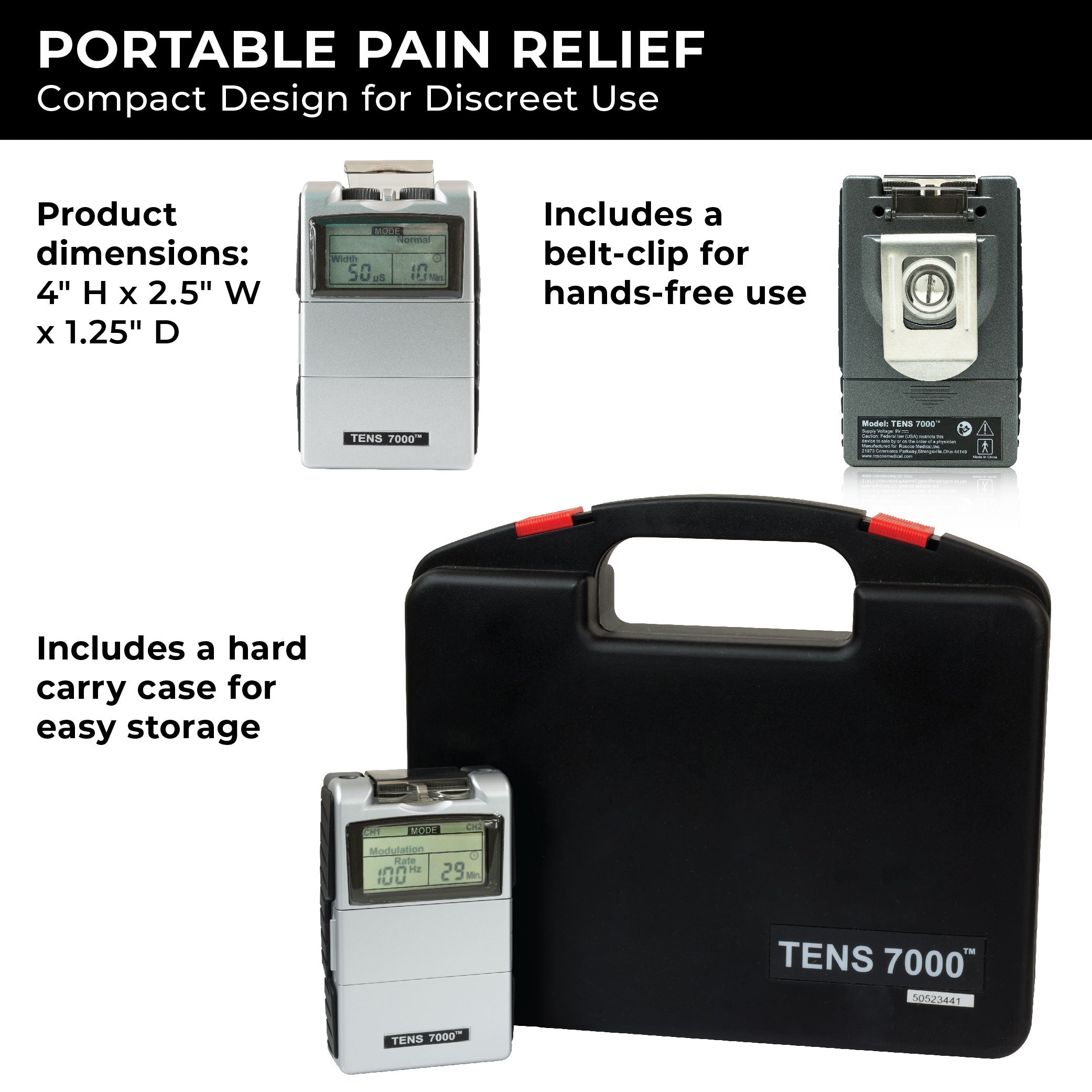 TENS 7000 2nd Edition Digital TENS Unit With Accessories - Carex Health Brands