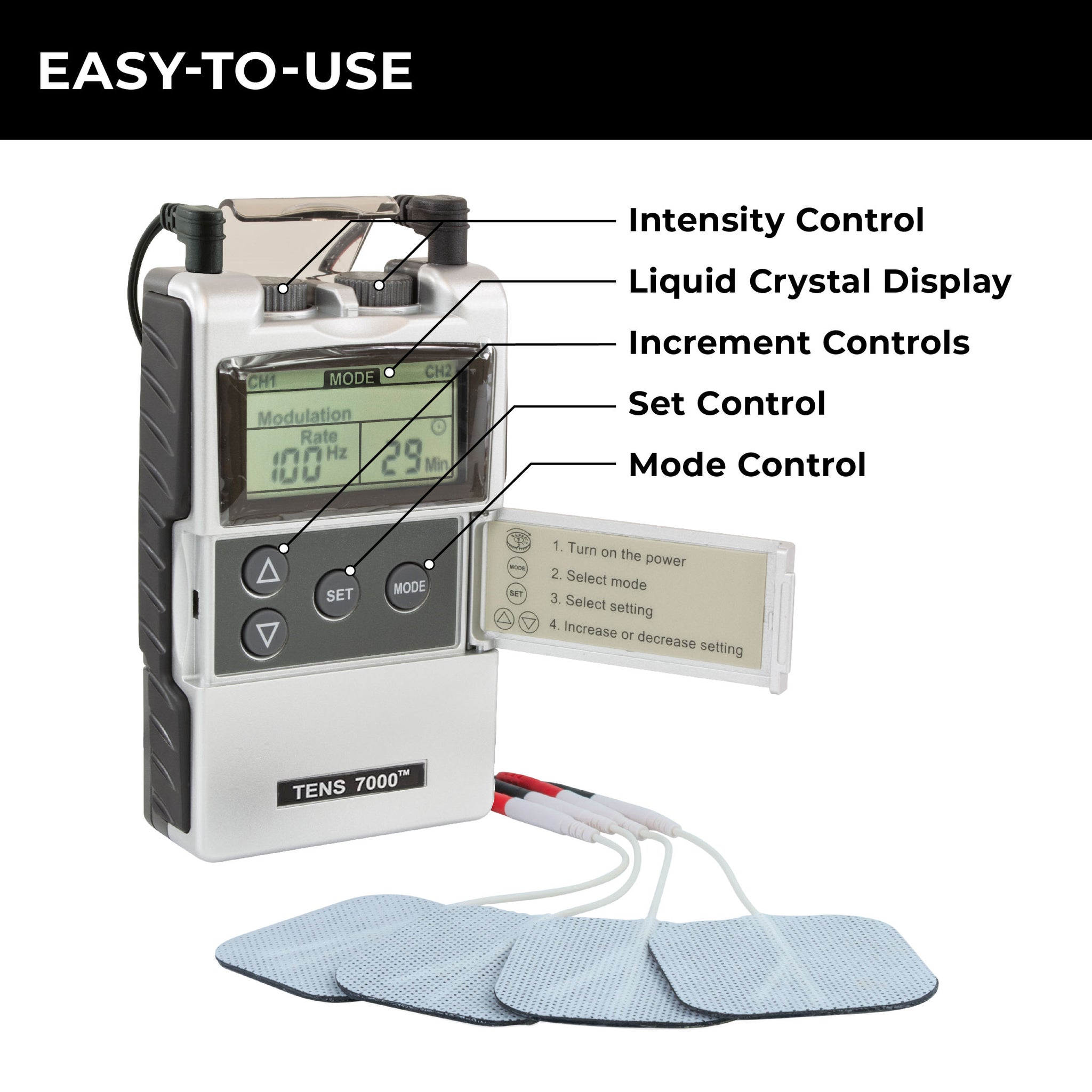 TENS 7000 2nd Edition Digital TENS Unit With Accessories - Carex Health Brands