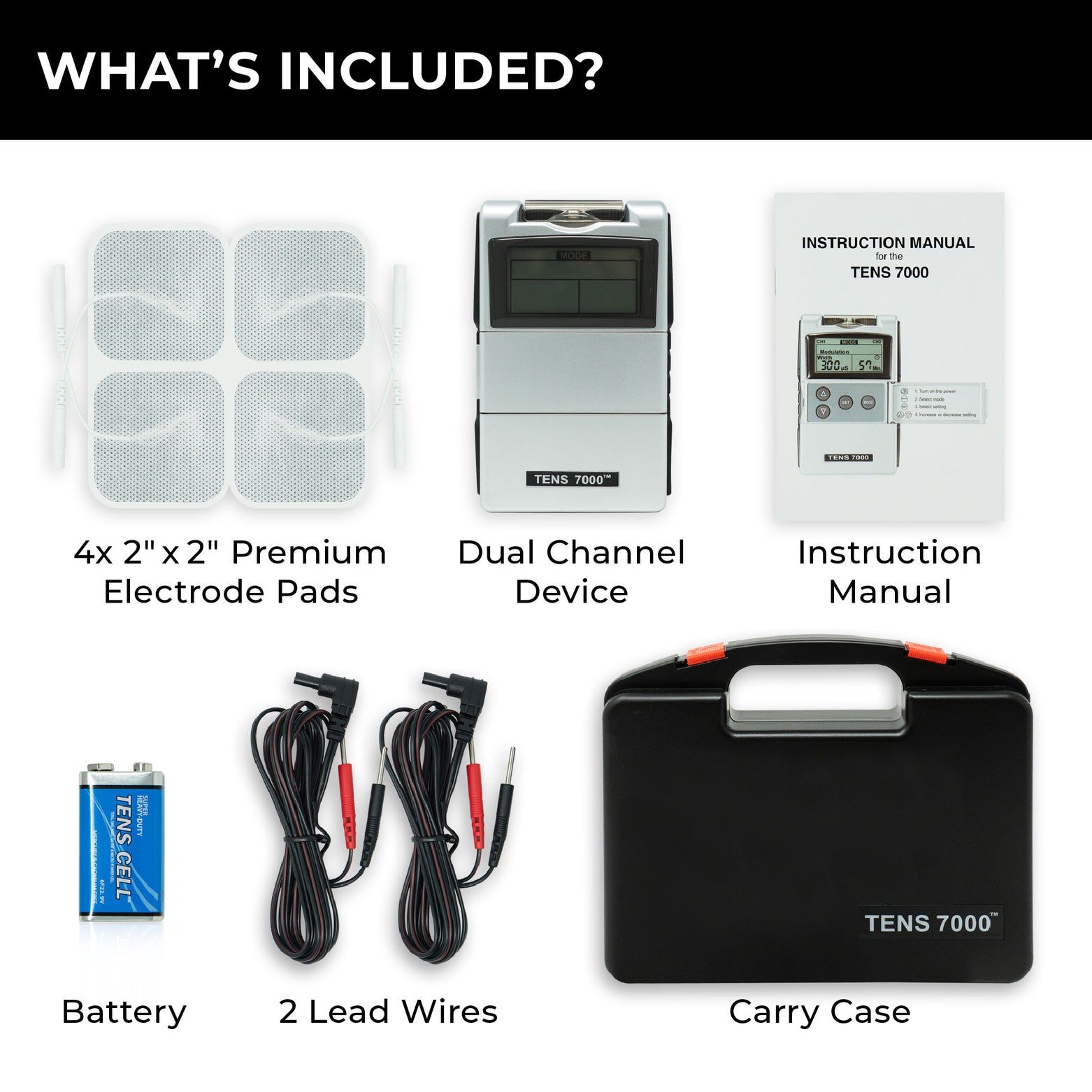 TENS 7000 2nd Edition Digital TENS Unit With Accessories - Carex Health Brands