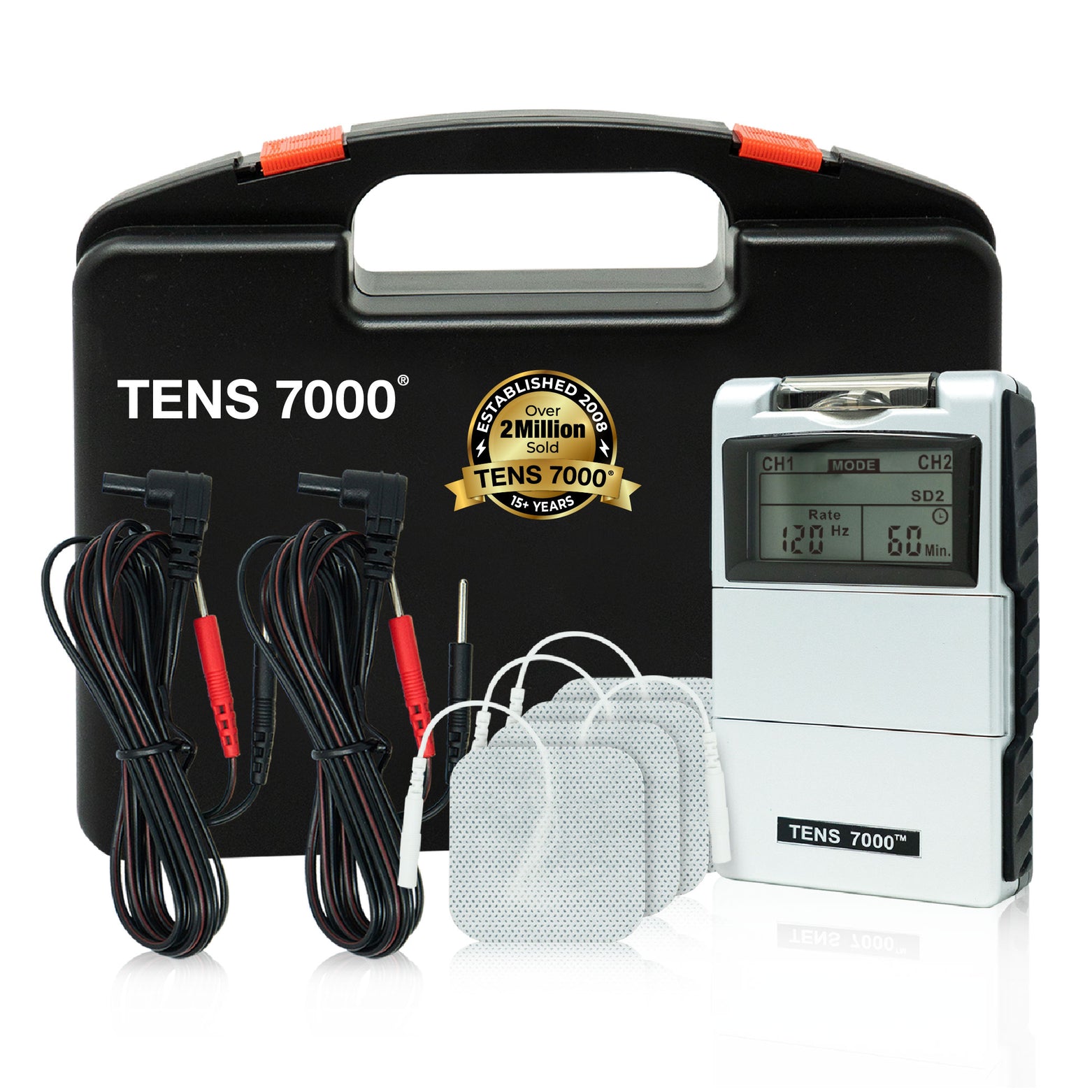 Roscoe Medical Tens 7000 2nd Edition Digital Tens Unit with Accessories-OTC, Size: 8.8 x 2 x 7.8, Silver