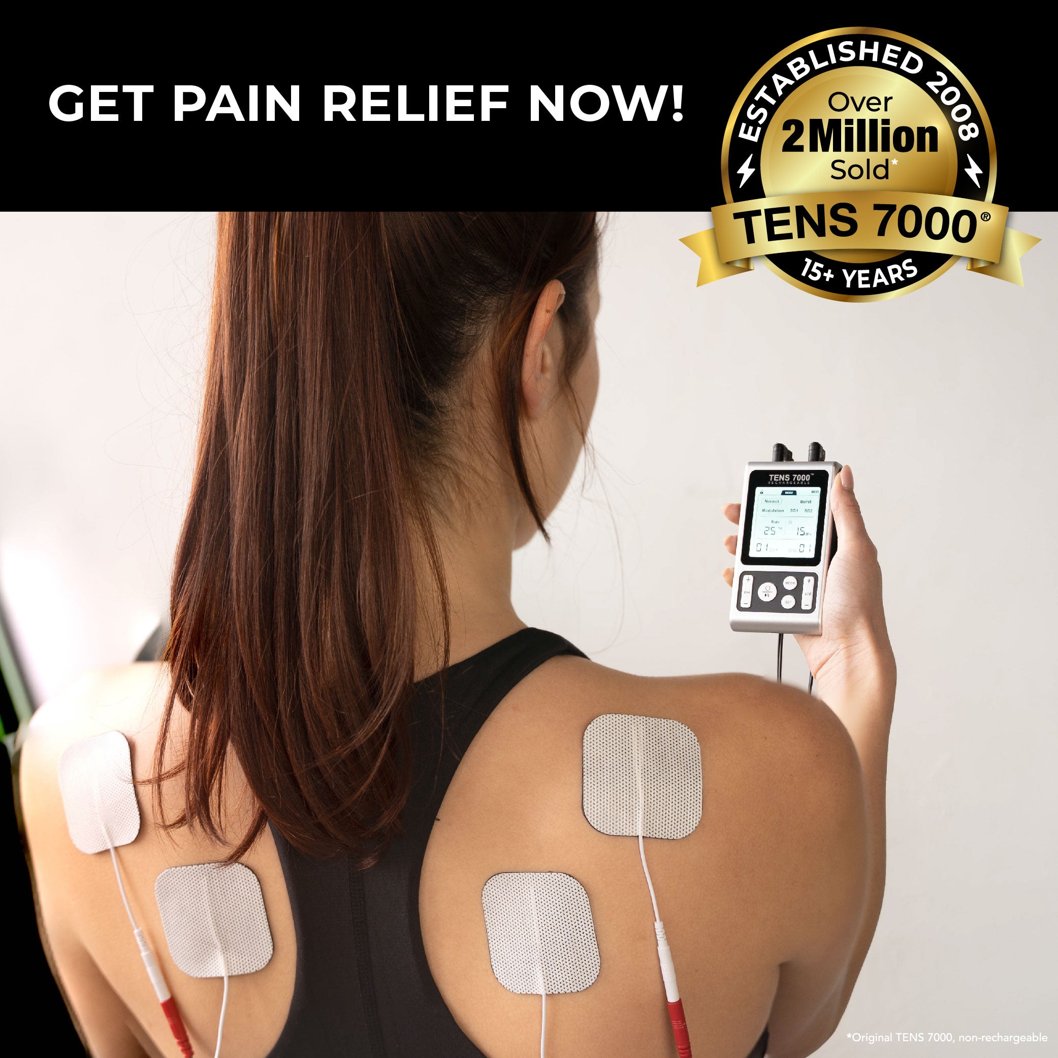 TENS 7000 Rechargeable TENS Unit Muscle Stimulator and Pain Relief Machine