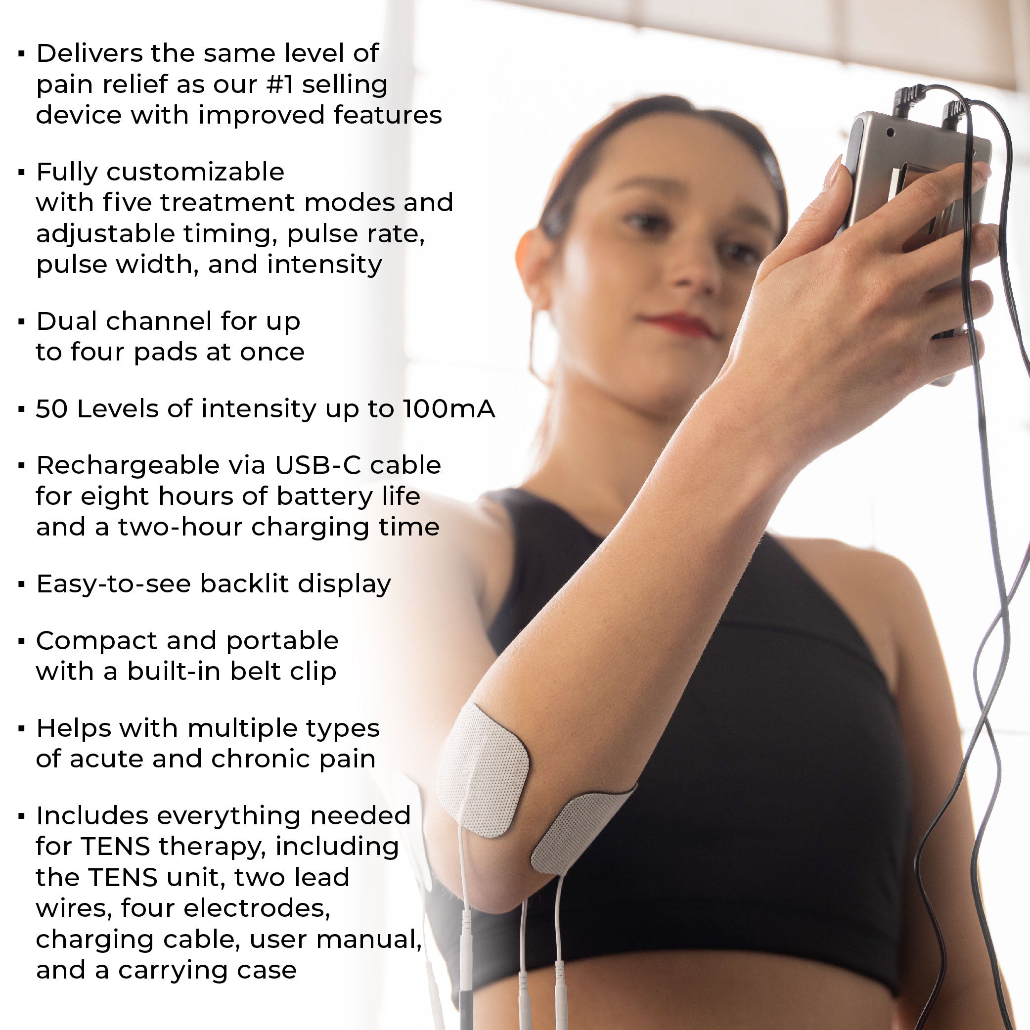 Easy@Home Rechargeable Compact Wireless TENS Unit - 510K Cleared, FSA  Eligible Electric EMS Muscle Stimulator Pain Relief Therapy, Portable Pain