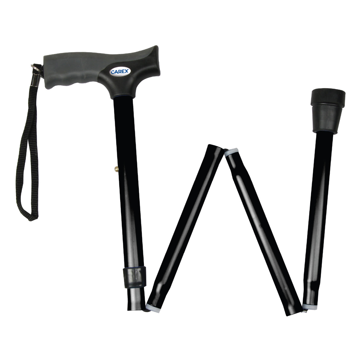 Carex Soft Grip Foldable Cane with Derby Handle - Black or Blue