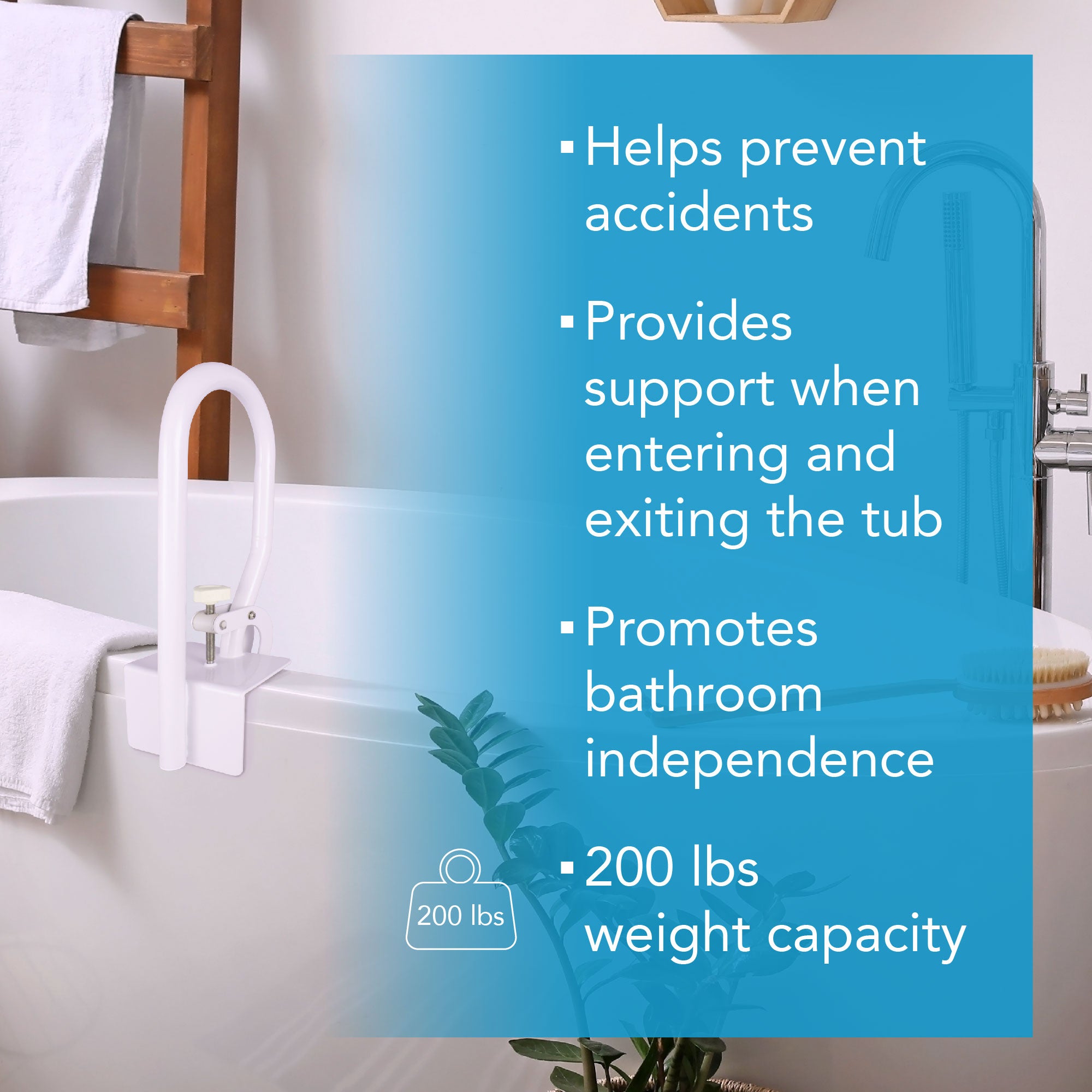 Carex White Bathtub Rail for Fiberglass Tubs & Clawfoot Tub