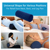 A collage of women using a roll pillow in various positions. Text, "Universal shape for various positions"