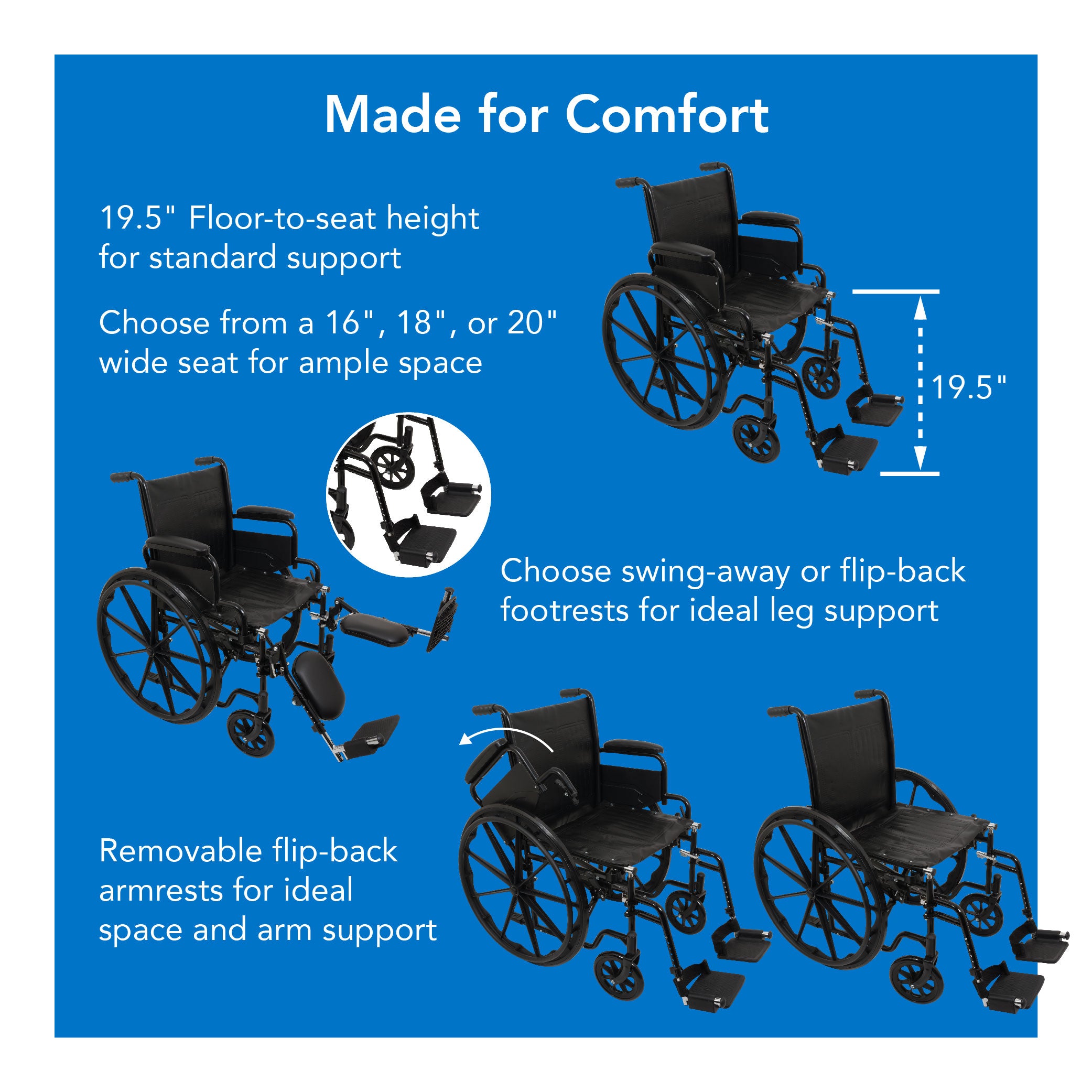 Probasics Remote ProBasics K1 Standard Wheelchair with Flip-Back Arms– Carex