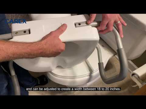 Carex E-Z Lock Raised Toilet Seat with Adjustable Armrests