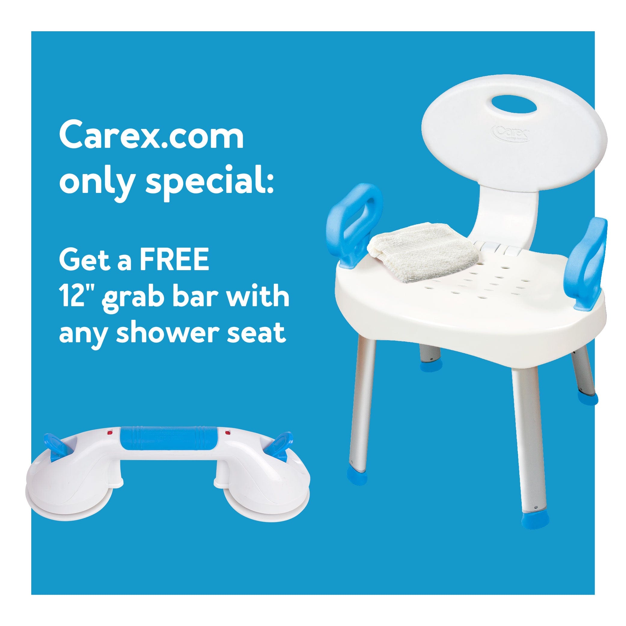 Carex E-Z Bath & Shower Seat with Handles - Carex Health Brands