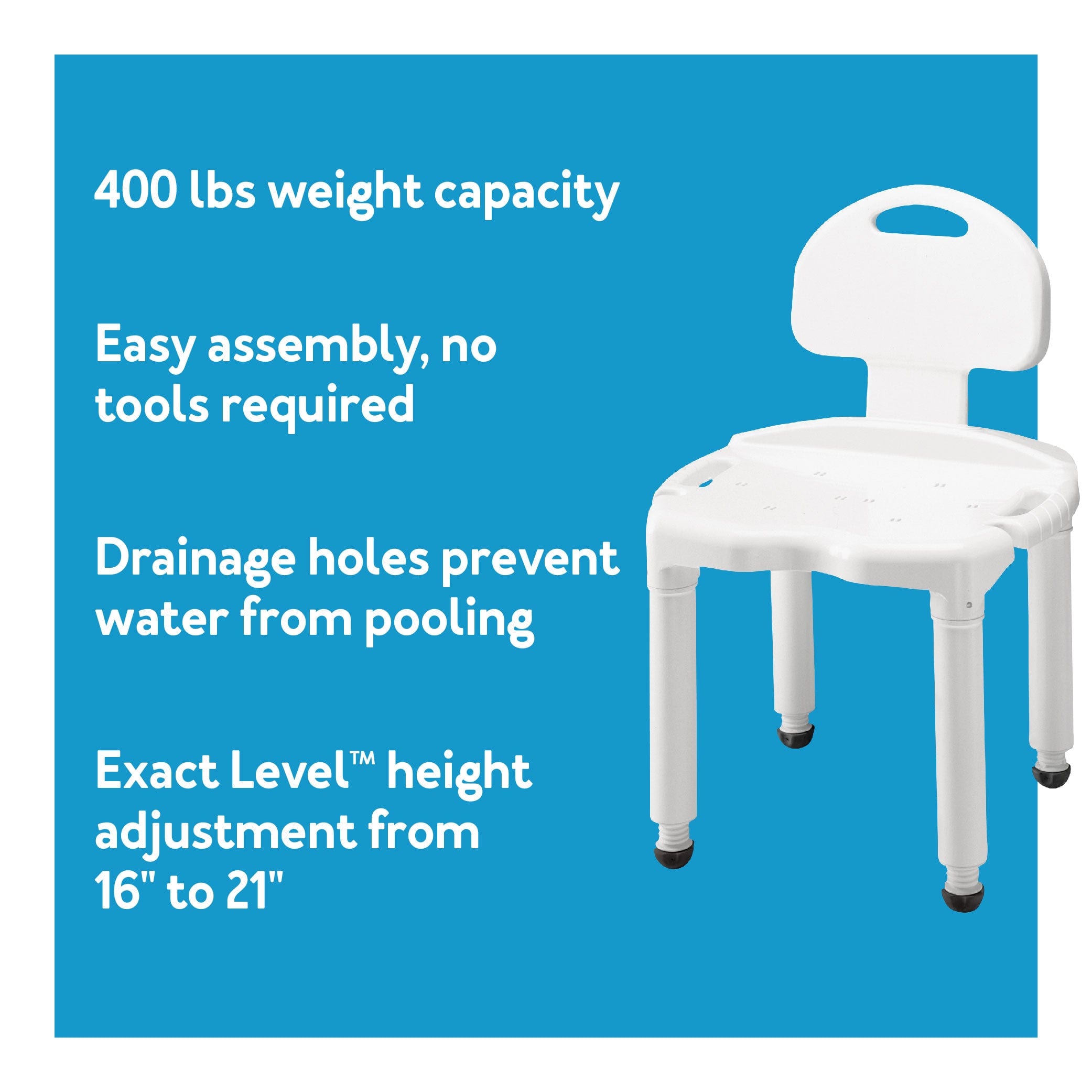 Carex Universal Bath Seat with Back Height Adjustable 16-21