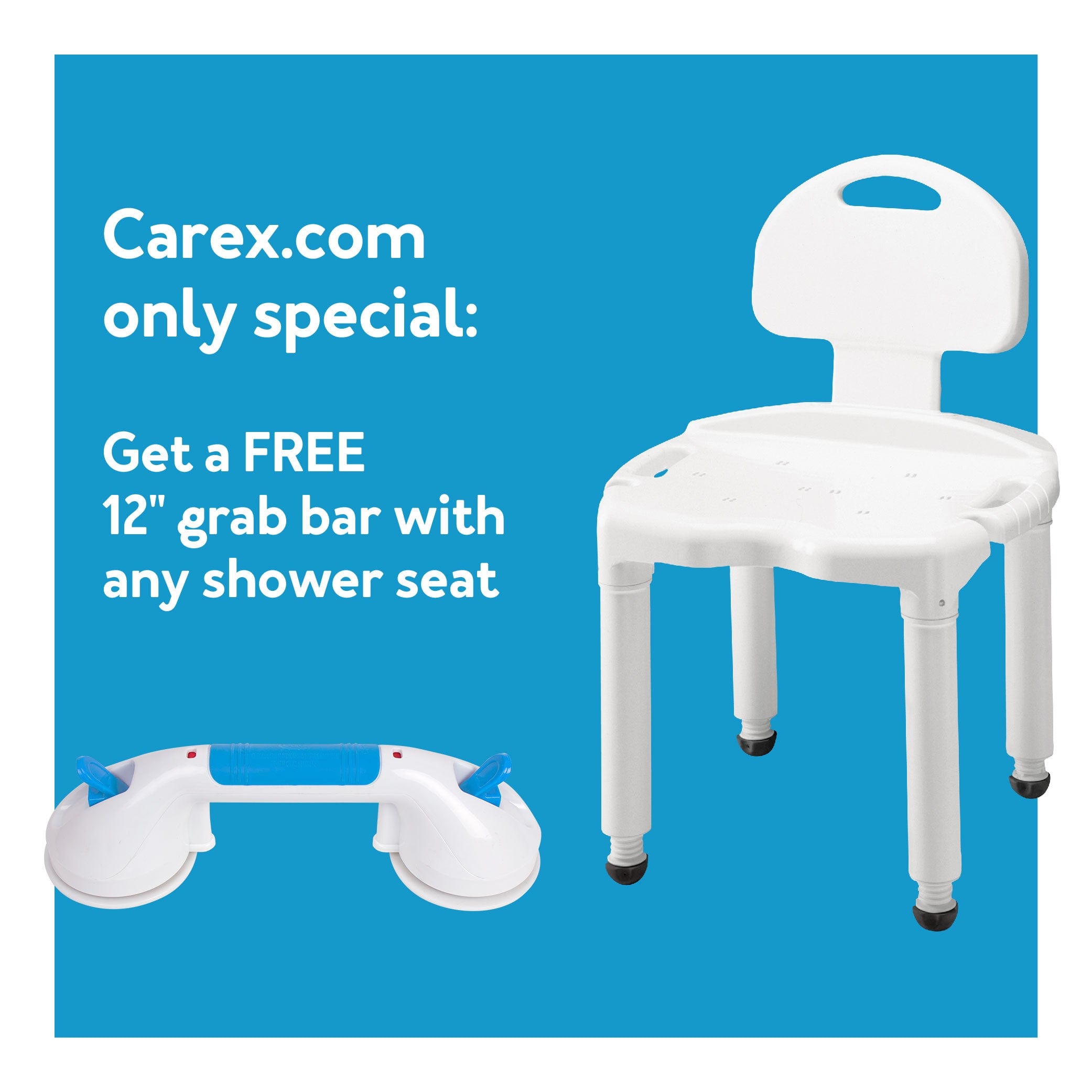HSA/FSA Eligible Shower Chair for Inside Shower, Waterproof Shower Stool for Inside Shower with Free Grab Bar, Tool-Free Shower Seat for Bathtub
