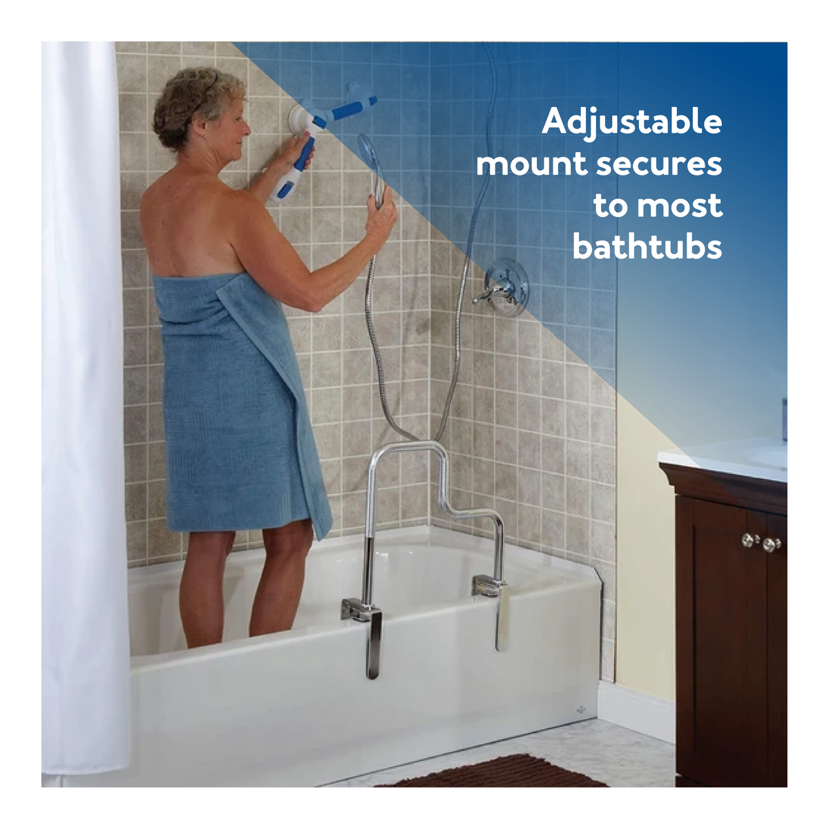 Tub Railing Carex Tri-Grip Bathtub Rail - Features Three Levels of Support