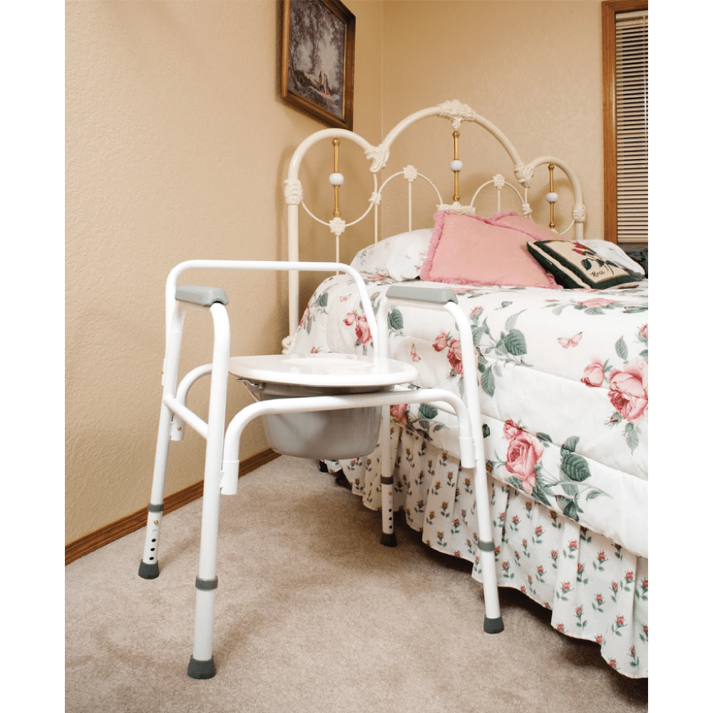 Carex Bedside Steel Commode - Three in One Bedside Commode
