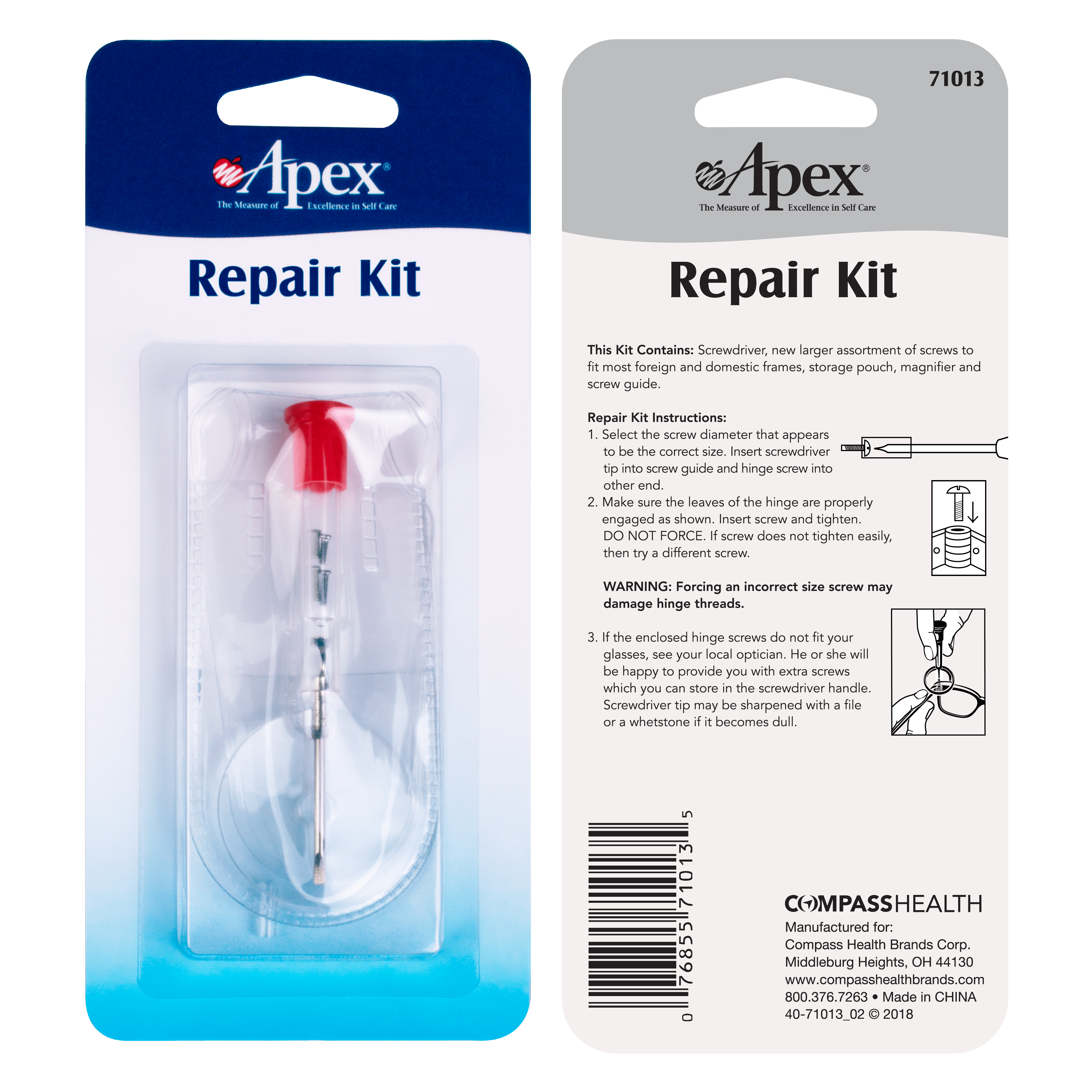 Apex Red Cap Eyeglass Repair Kit | Carex