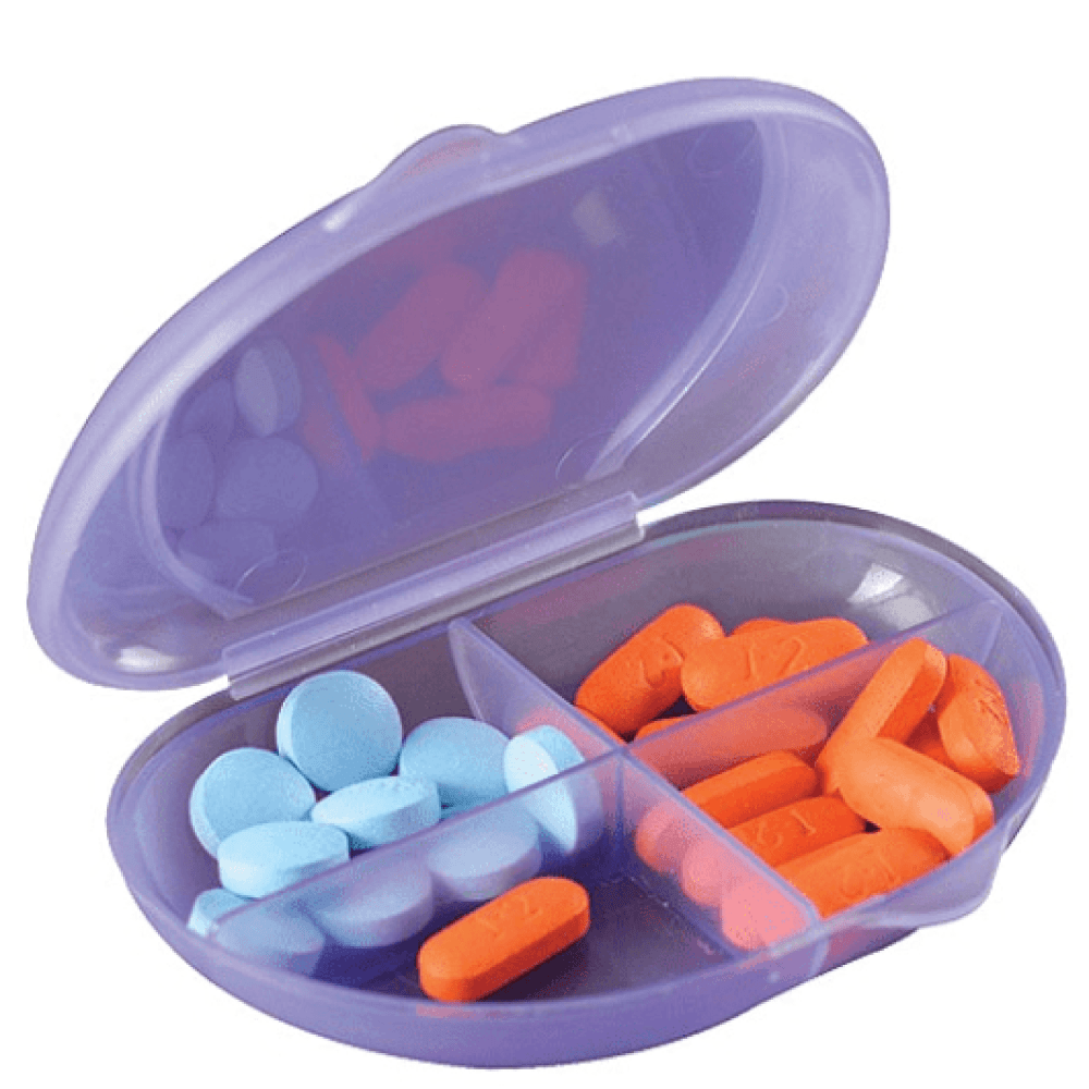 2 Pocket Pill Caddy Travel Plastic Container Medicine Tablet Case Vitamin  Holder