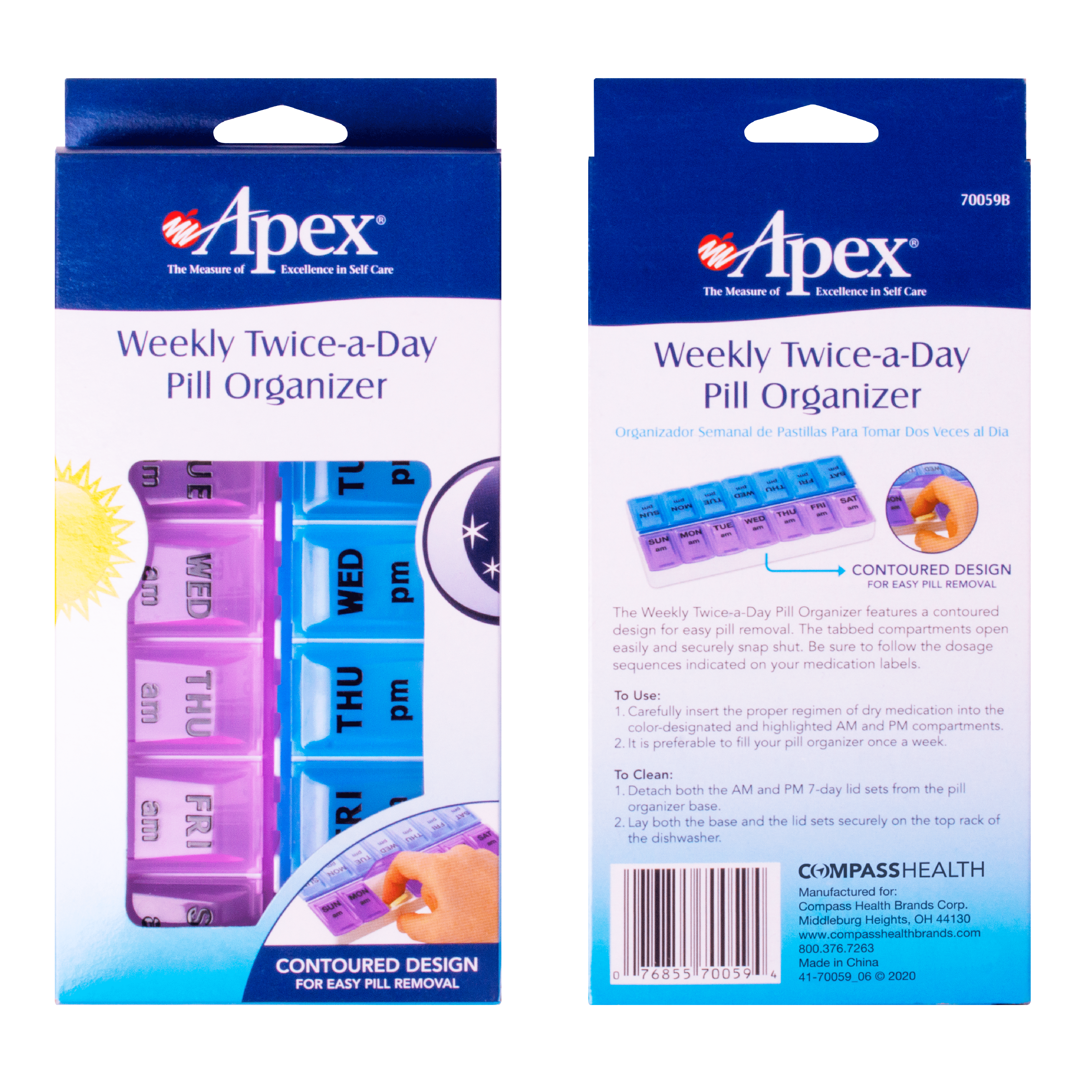 Apex Weekly Twice-A-Day Pill Organizer