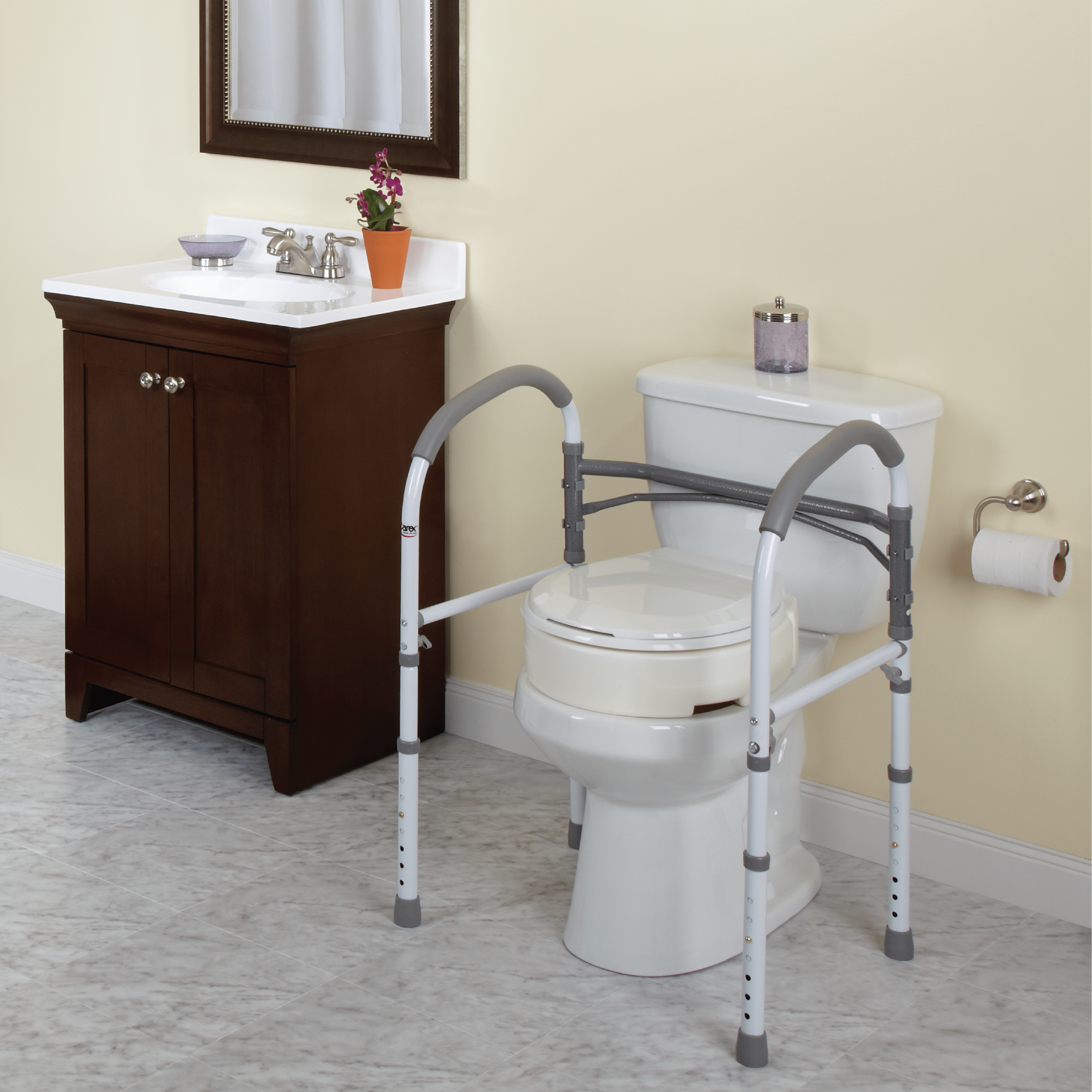 The Ultimate Padded Seat Raised Toilet Frame : Bathroom Aid with