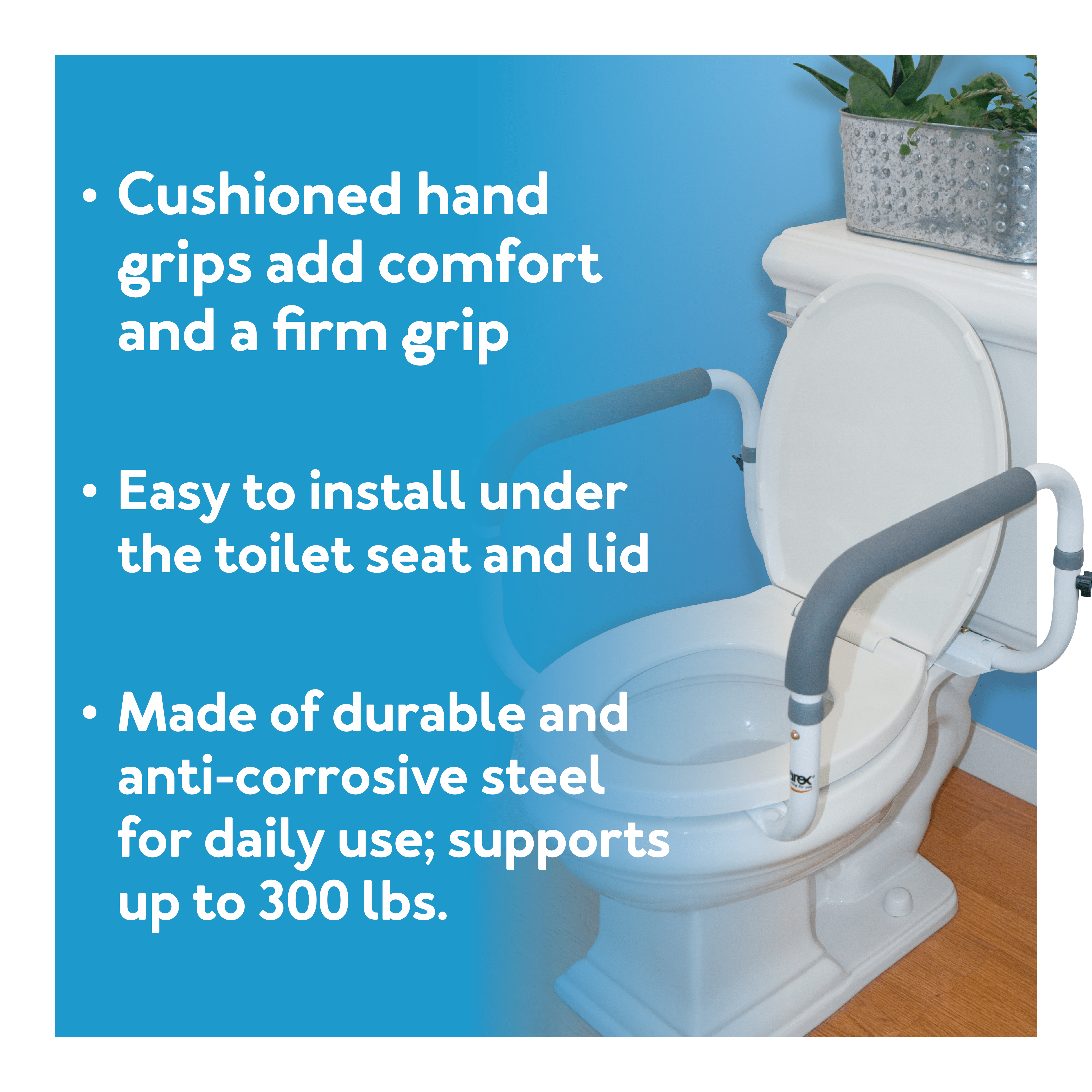 Carex Toilet Support Rail Fits Most Toilets Easy to Install