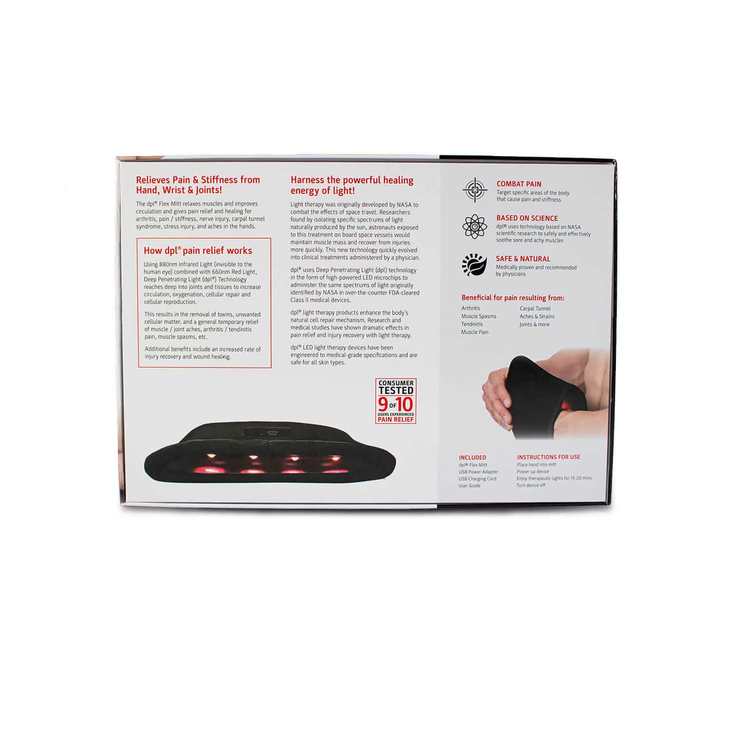 DPL Flex Mitt — Hand Pain Relief Light Therapy - Carex Health Brands
